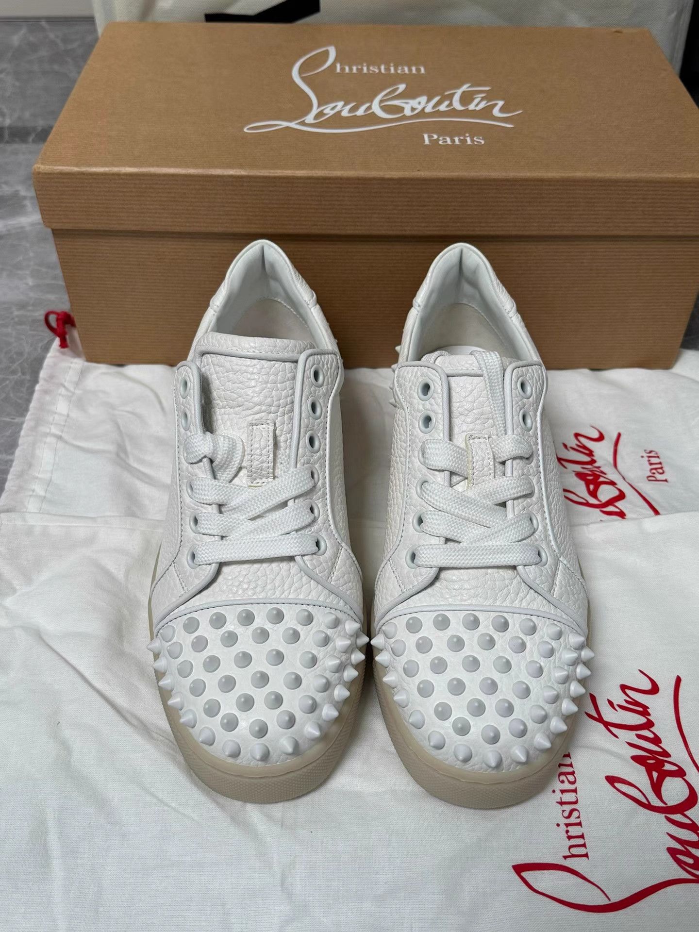Christian Louboutin Christian Louboutin White Sneakers with Red Sole K6 Size US 6 / IT 36 - 2 Thumbnail