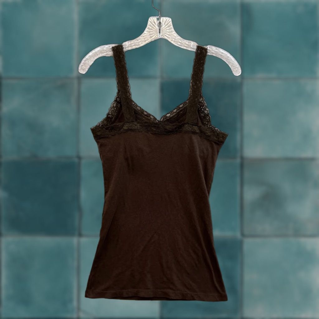 Mossimo VINTAGE Y2K Camisole Tank Top Shirt XS/S Brown Lace Boho Grunge Whimsigoth Mossimo Womens Mens? Size S / US 4 / IT 40 - 1 Thumbnail