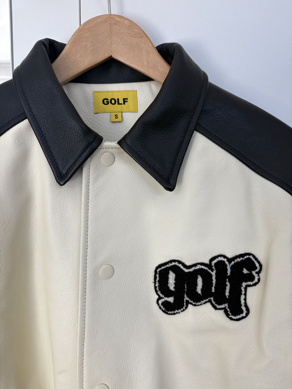 Golf Wang Golf Wang Olde Cream Leather Jacket (Winter 2020) Size US S / EU 44-46 / 1 - 2 Thumbnail