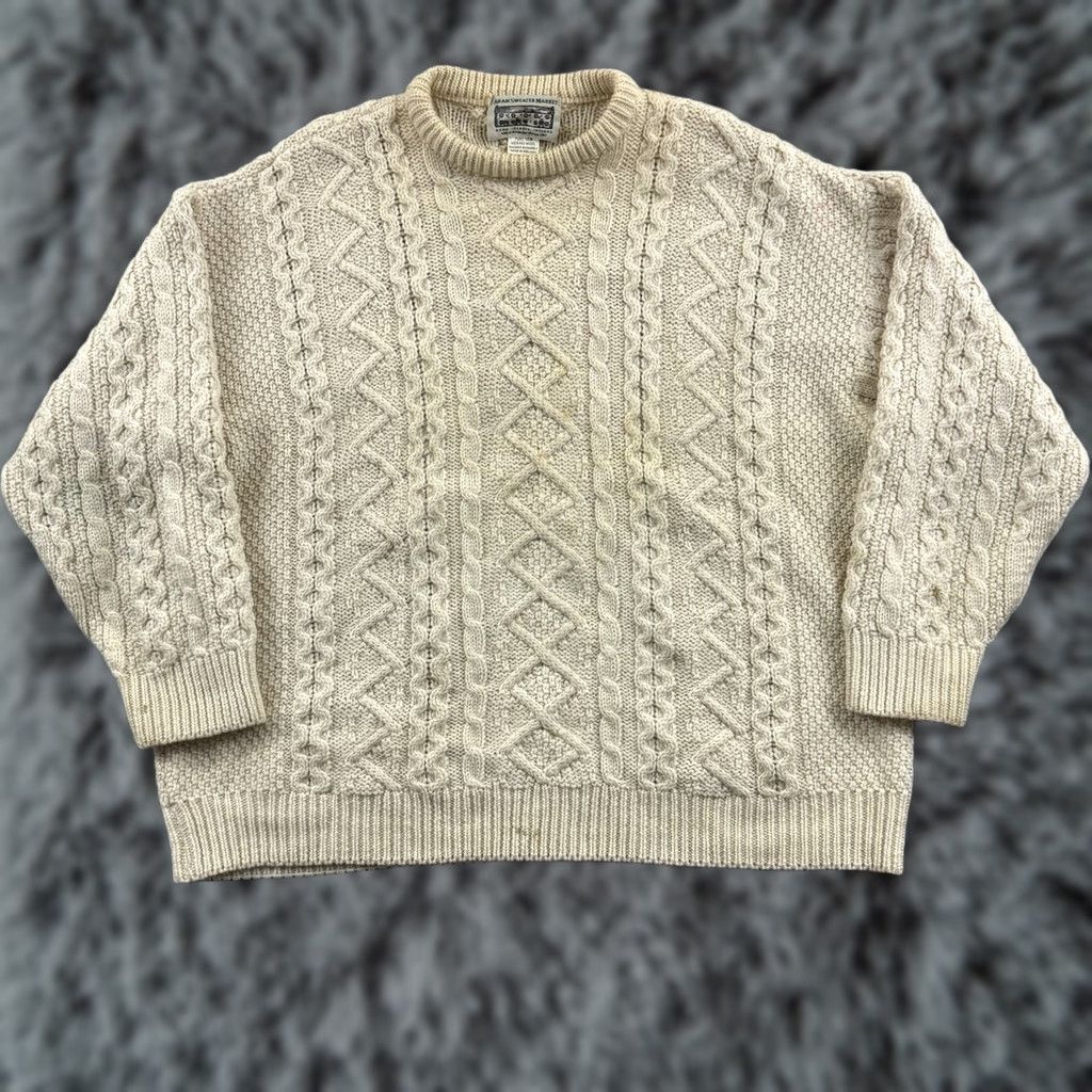 Vintage VINTAGE Aran Crafts Sweater Mens 2XL Beige Cable Knit Fisherman Wool Pullover Size US XXL / EU 58 / 5 - 1 Thumbnail