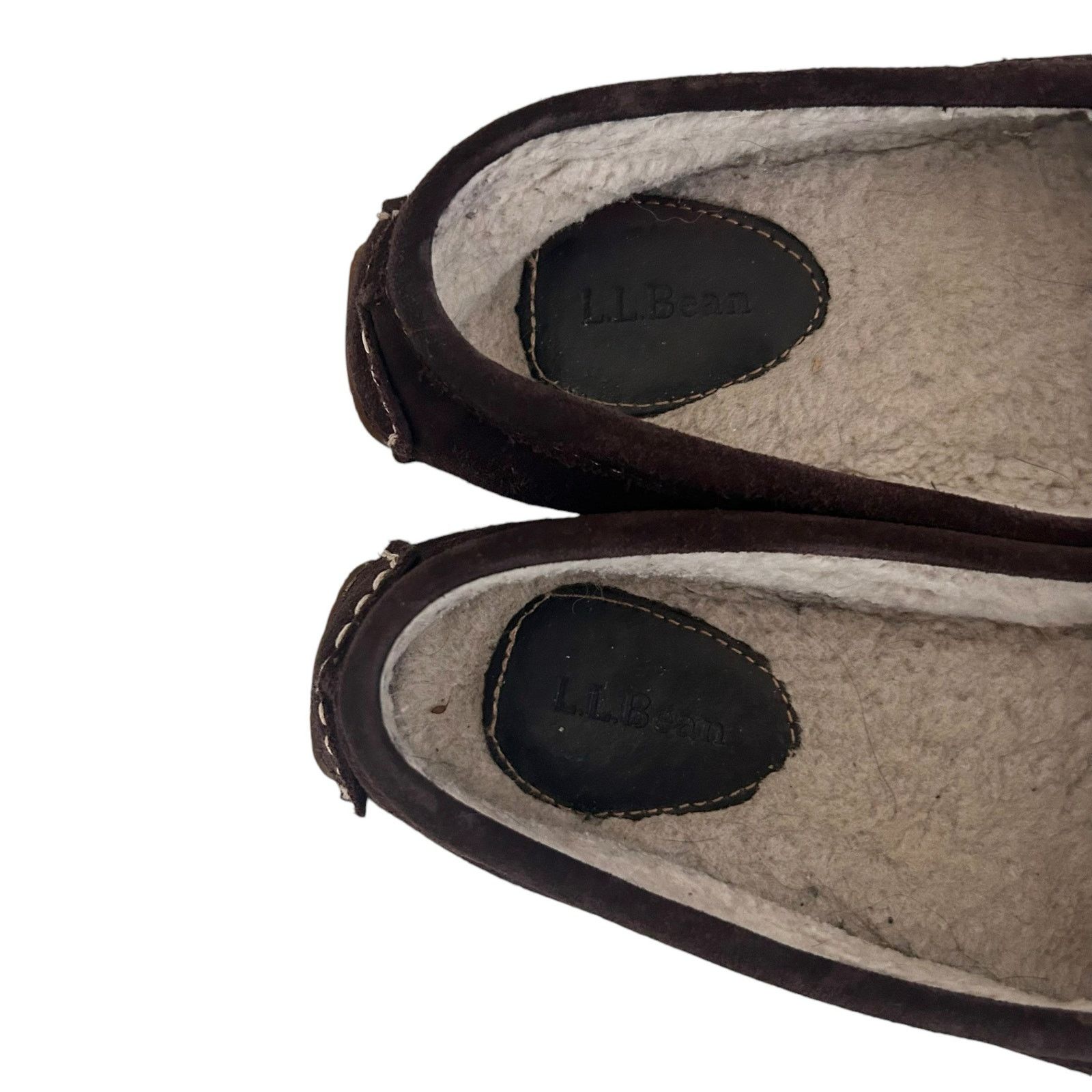 L.L. Bean LL Bean Brown Suede Sherpa Lined Slippers Moccasins Sz 9 Size US 9 / IT 39 - 4 Thumbnail