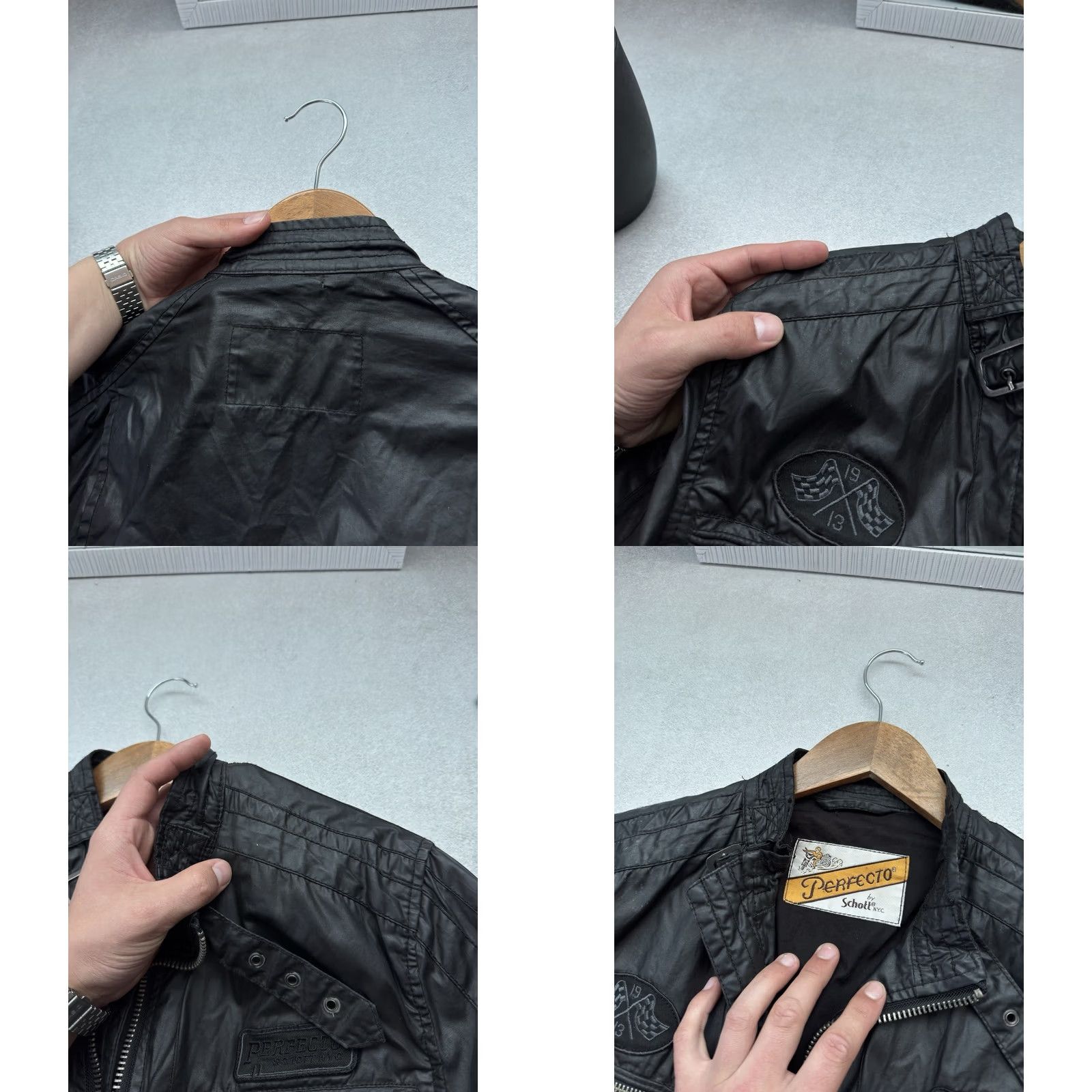 Schott VINTAGE Schott Perfecto Racer Biker Leather Cotton Jacket Black Size M Men's Jacket Size US M / EU 48-50 / 2 - 8 Thumbnail