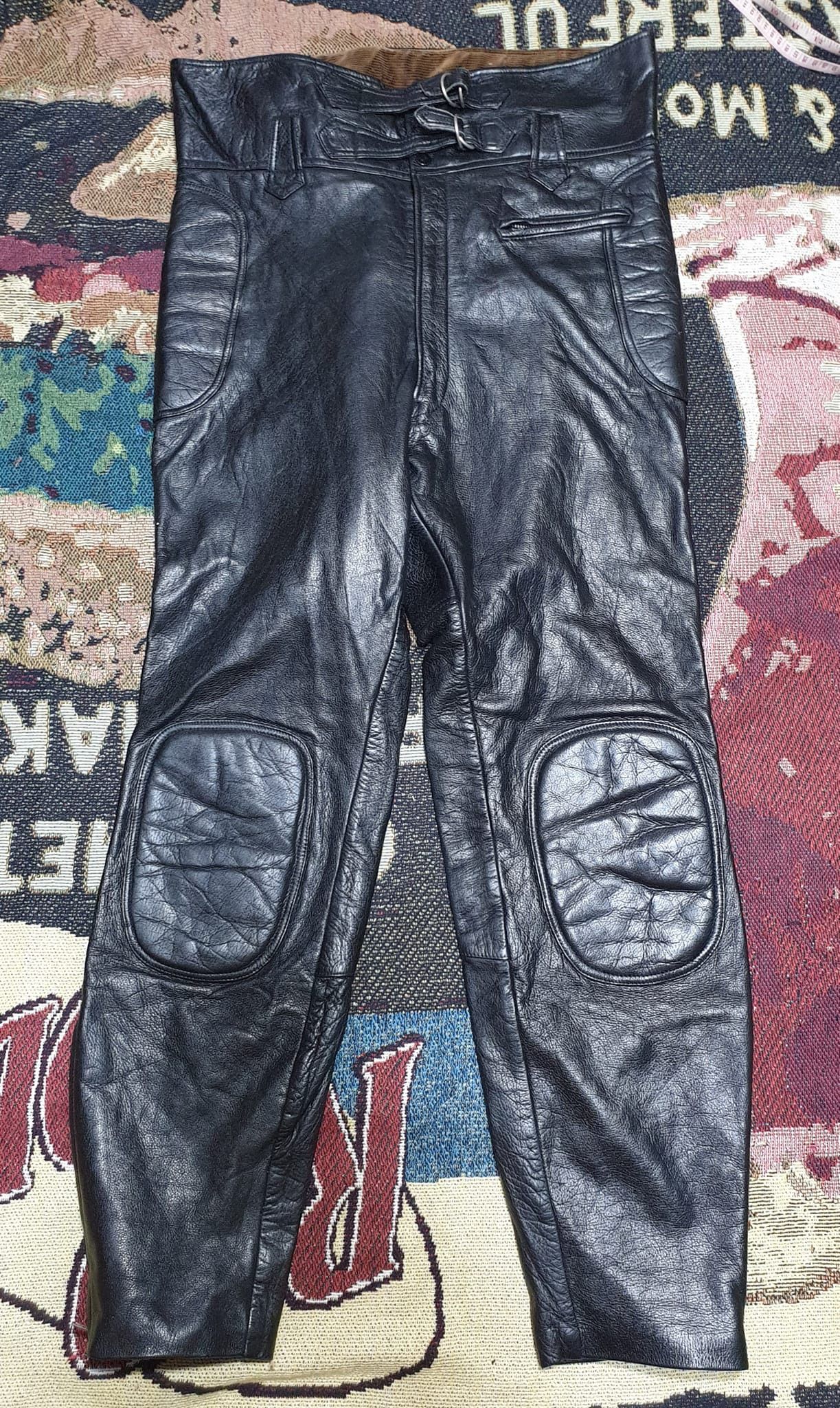 image of VTG RealLeather Pants Biker Cafe Recer80S in Black Air, Men's (Size 36)