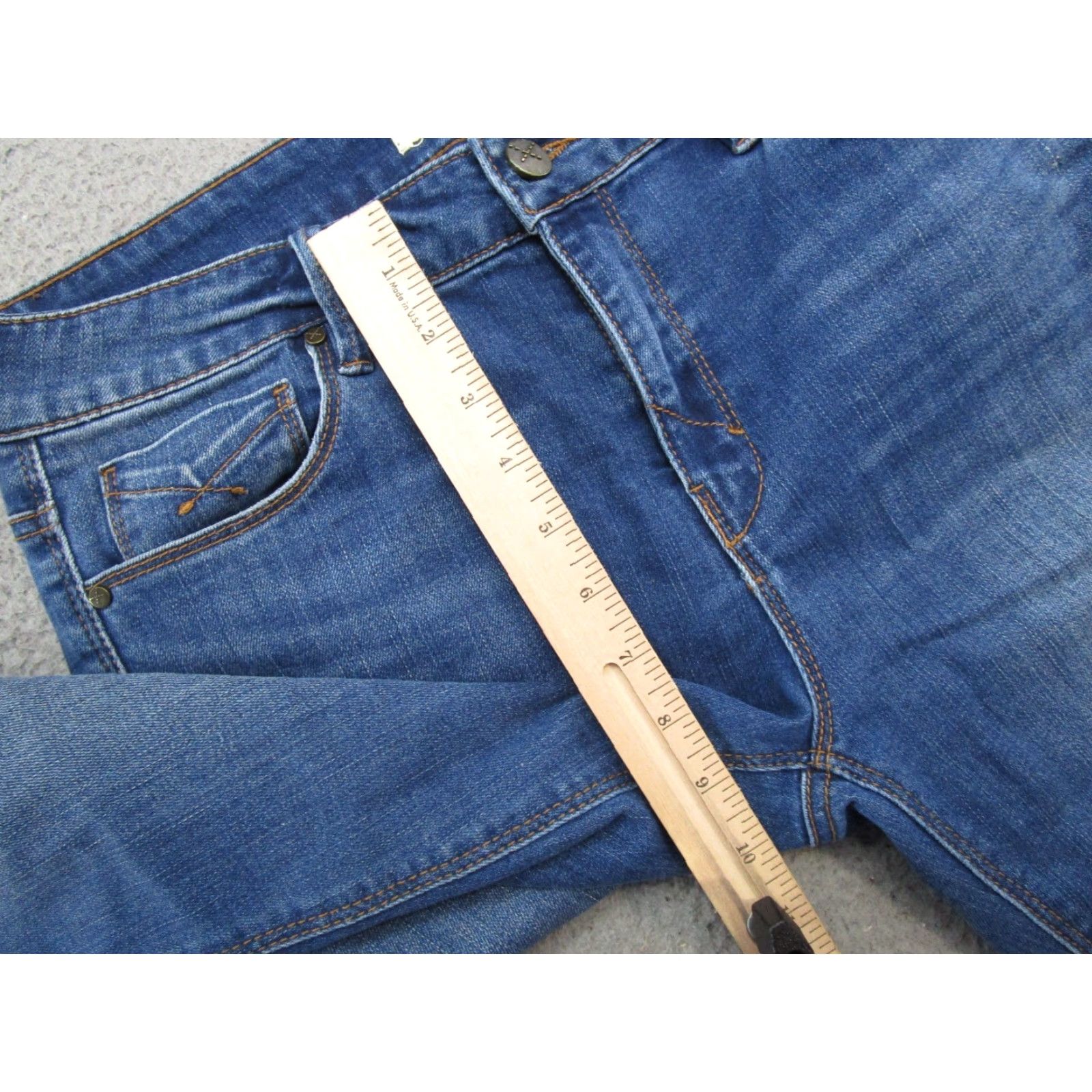 Denime Unpublished Denim Jeans Women's Size 30 2 Tone Blue Stretch Raw Hem 5-Pocket Straight Regular Denim Size 30" / US 8 / IT 44 - 7 Thumbnail