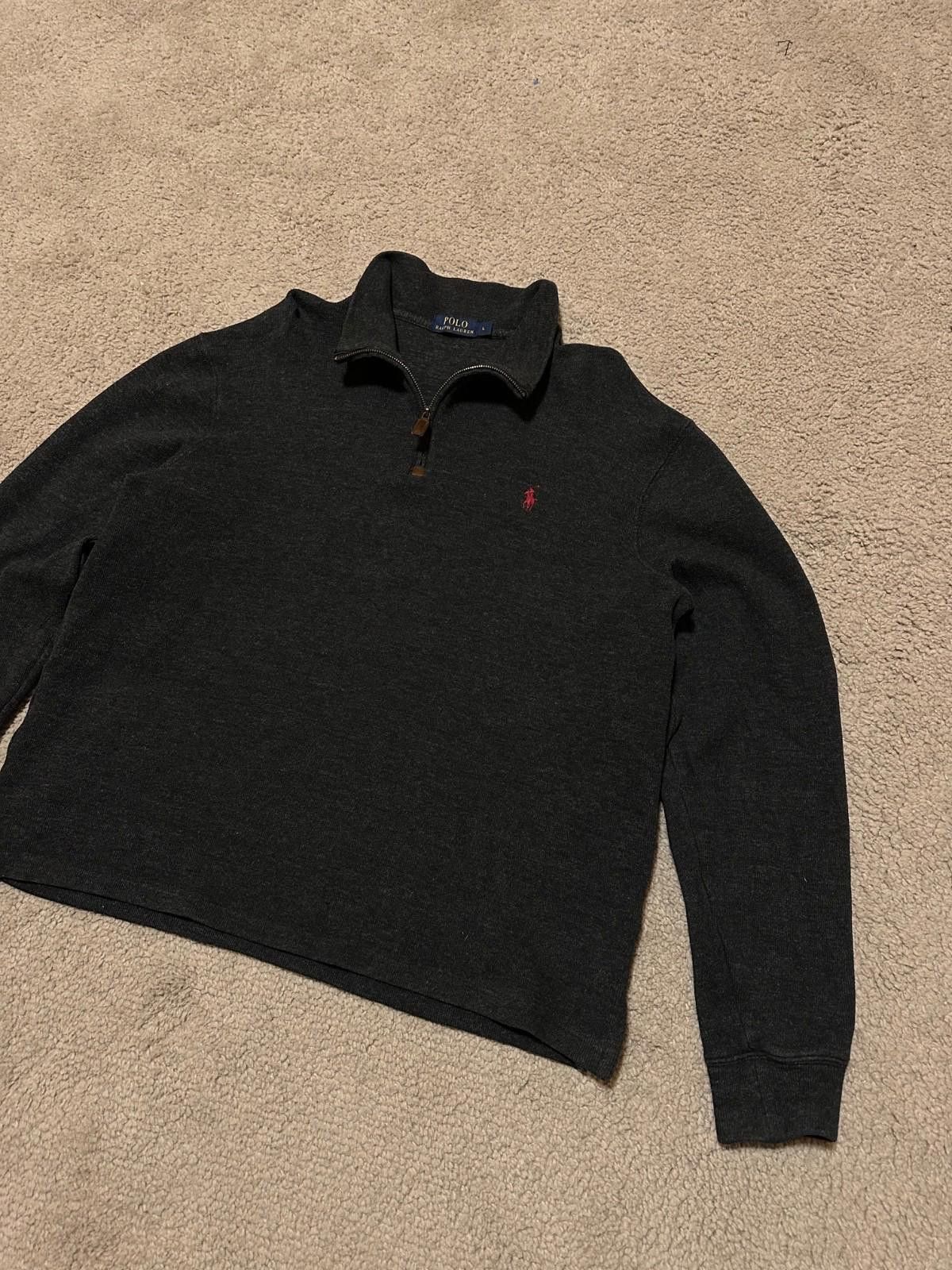 Polo Ralph Lauren Polo Ralph Lauren Cotton 1/4 Zip Collar Gray Pullover Sweate Size US L / EU 52-54 / 3 - 3 Thumbnail