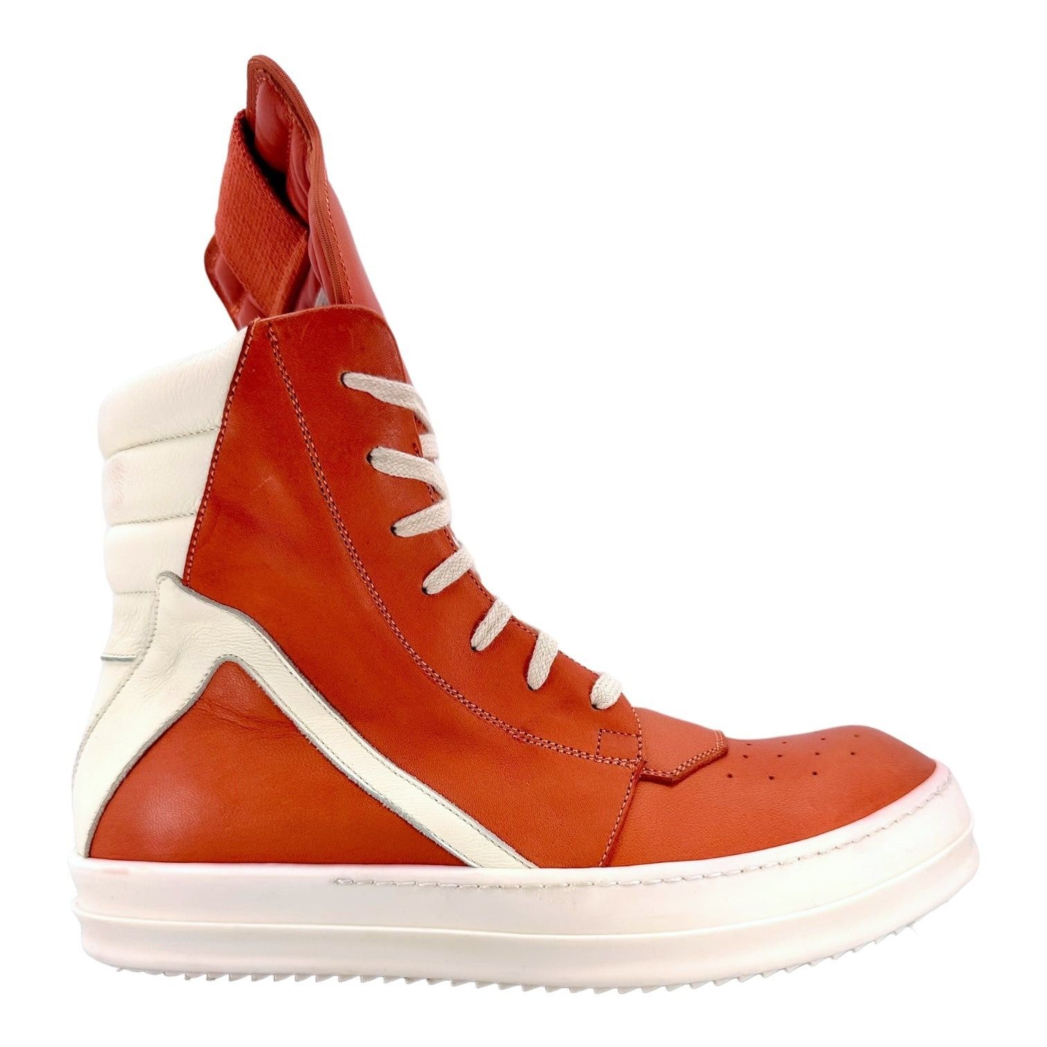 image of Rick Owens Strobe Geobasket High Orange Milk White Shoes, Men's (Size 8)