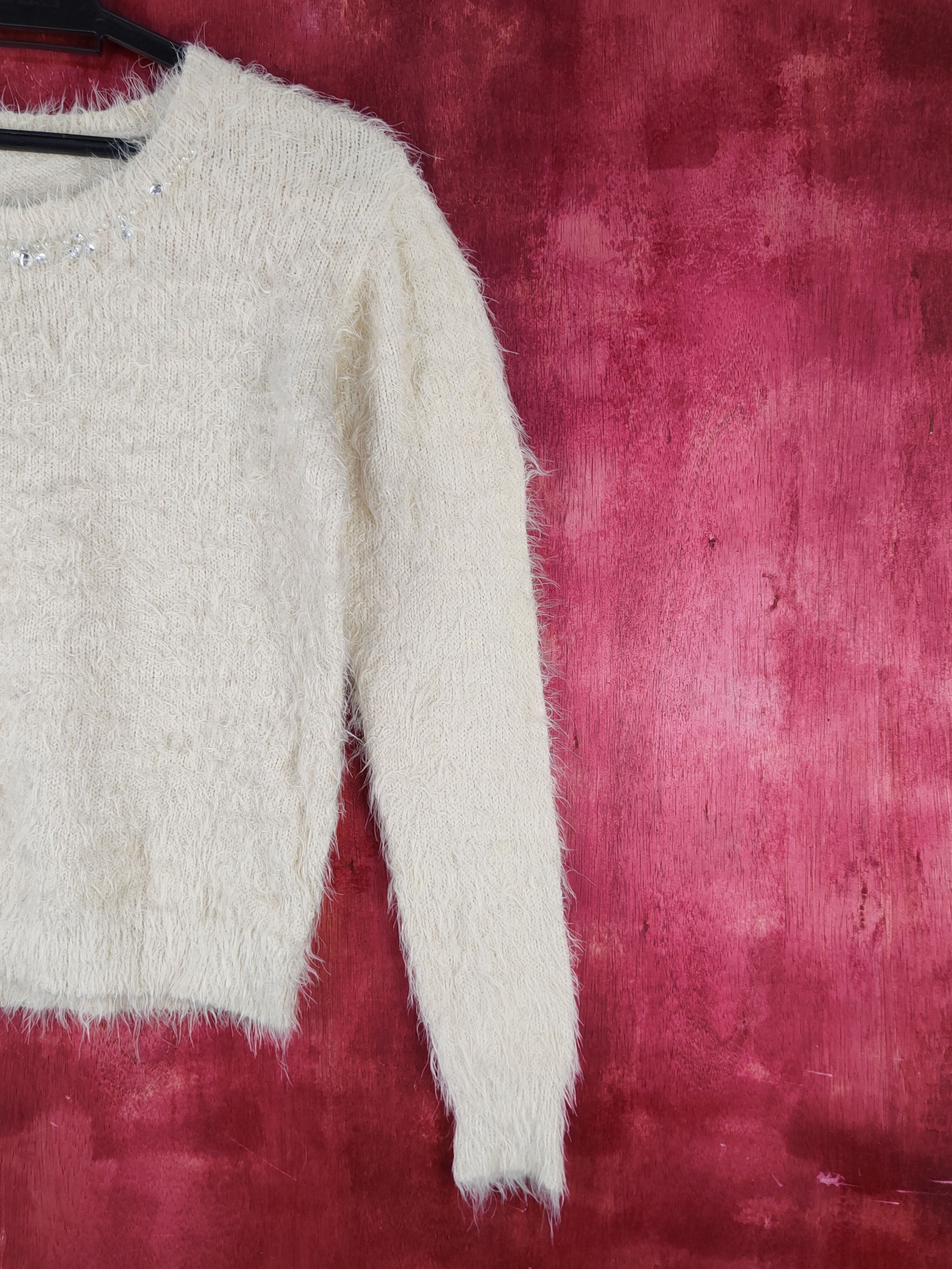 Homespun Knitwear C.o.l.z.a Cream Shag Shaggy Fur Mohair Knitwear #S2058 Size M / US 6-8 / IT 42-44 - 6 Thumbnail