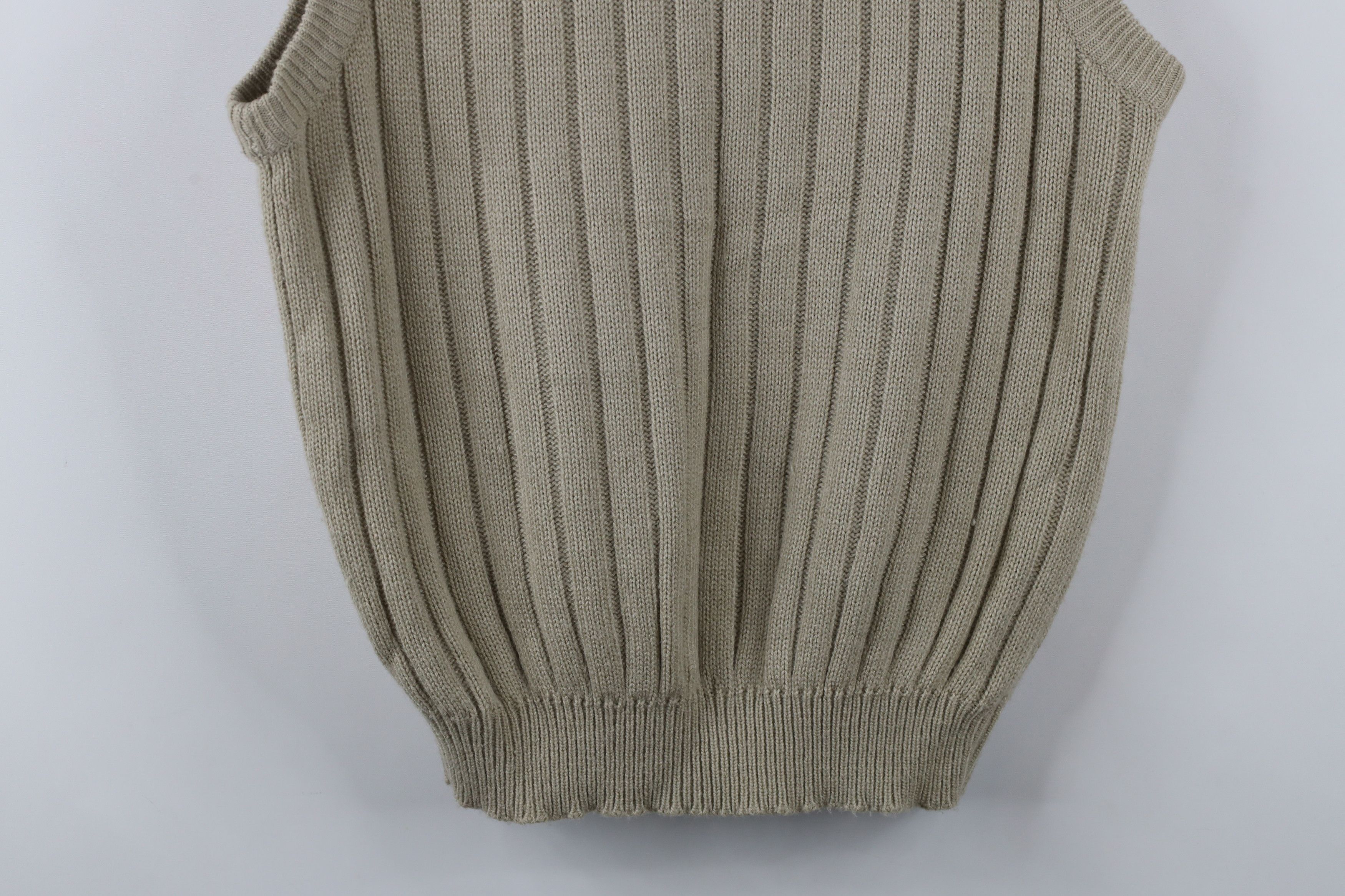 Vintage Vintage 90s Streetwear Chunky Cable Knit Sweater Vest Beige Size L / US 10 / IT 46 - 8 Thumbnail