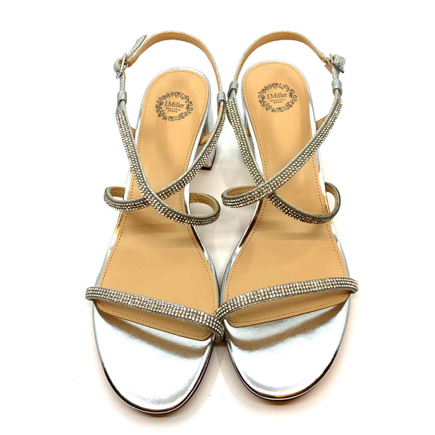 Other I. MILLER Rhinestone Silver Heeled Sandals - Size 11 - New Size US 11 / IT 41 - 2 Thumbnail