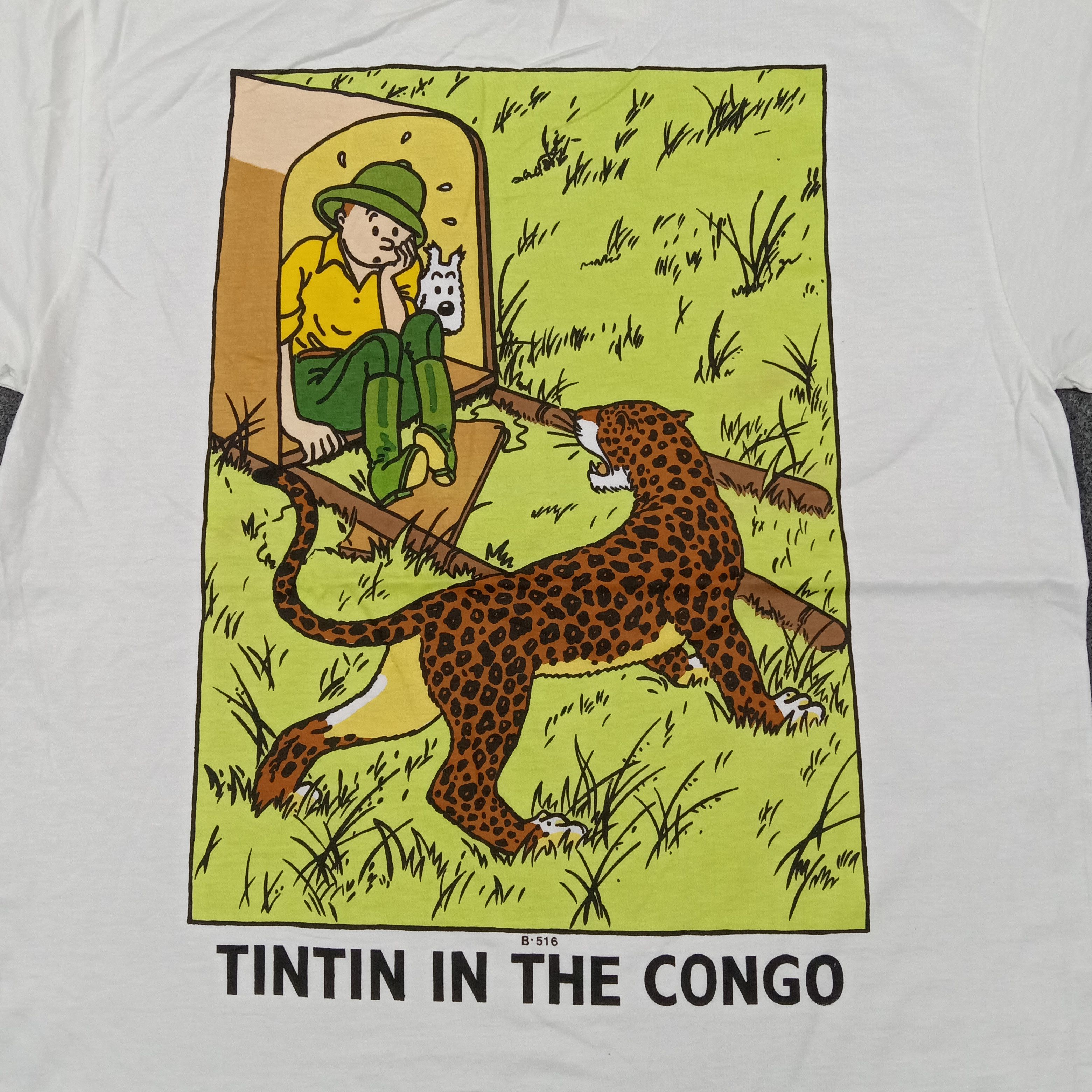 Vintage Tintin In The Congo Retro Cartoon Comic Tdshirt C276N3 Size US L / EU 52-54 / 3 - 2 Thumbnail