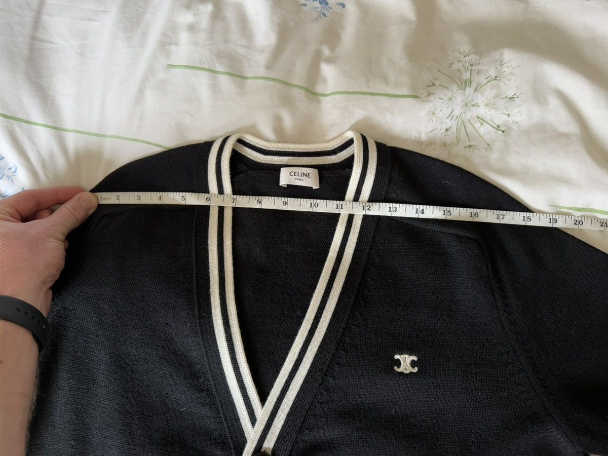 Rare Celine Triomphe logo cardigan black white M Hedi