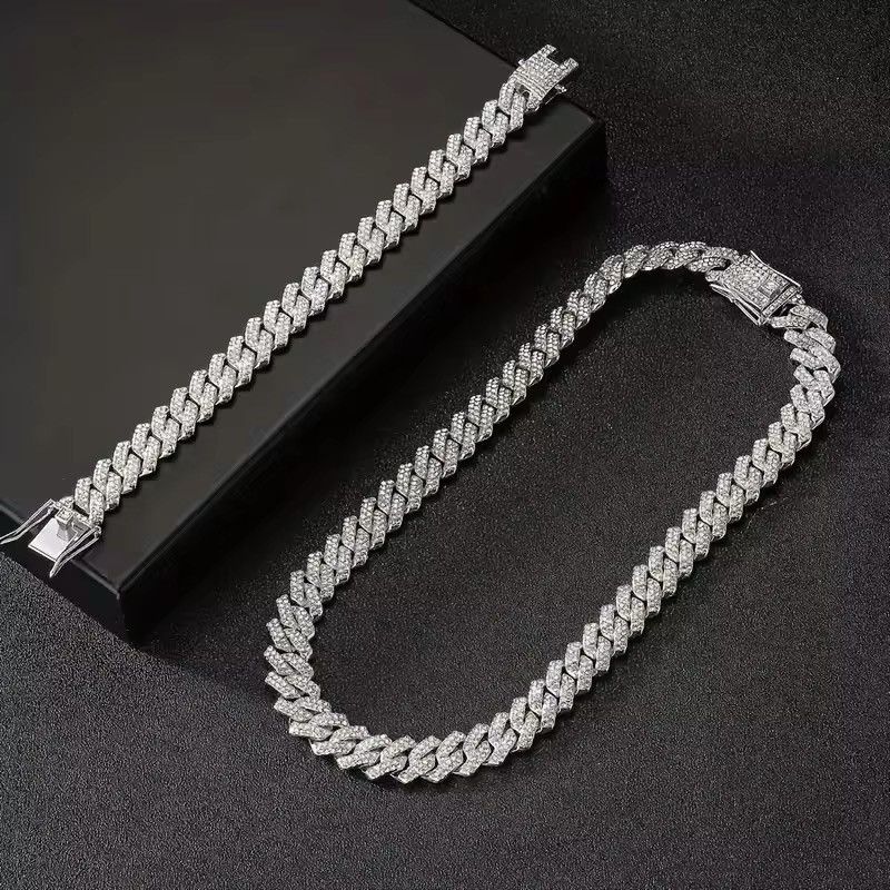 Jewelry Streetwear 2pcs/set Necklace + Bracelet Cuban Hip Hop Chain Size ONE SIZE - 2 Thumbnail