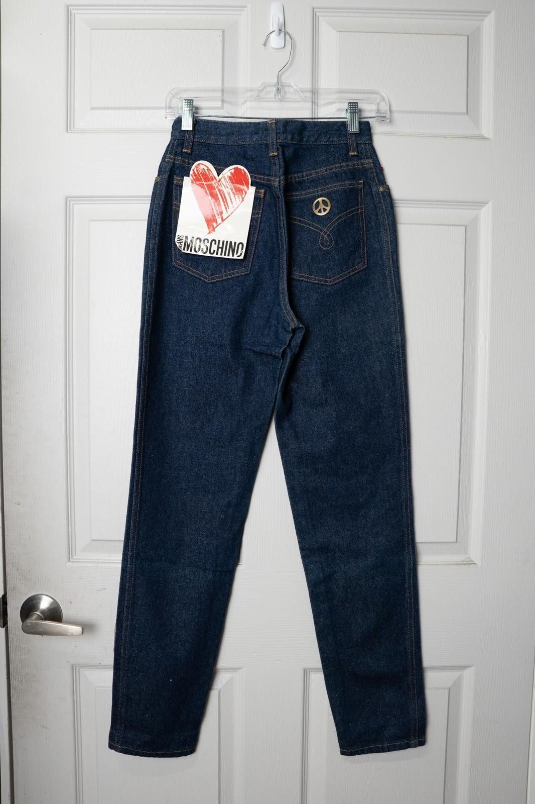 Moschino 00's Moschino Jean Dark Wash Peace Embellished Slim Fit Jean Size 32" / US 10 / IT 46 - 2 Thumbnail