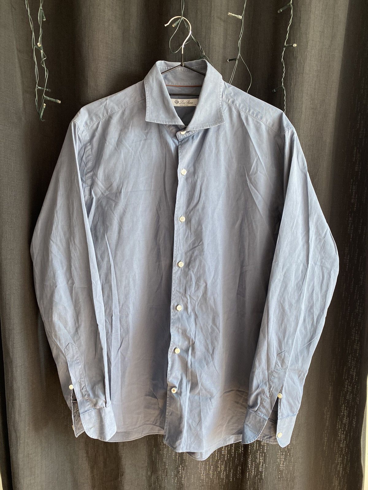 image of Vintage Loro Piana Shirt , Luxury Style in Blue, Men's (Size Large)