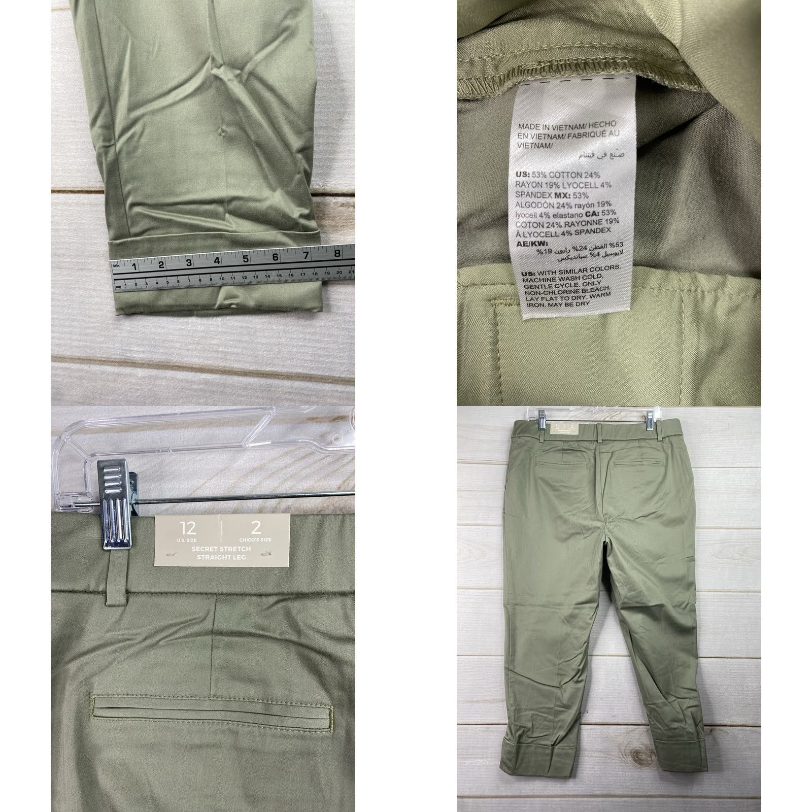 Vintage Chico's Secret Stretch Straight Leg Pants 12 Green High Rise NWT Womens Jeans Pants Size 34" / US 12 / IT 48 - 8 Thumbnail