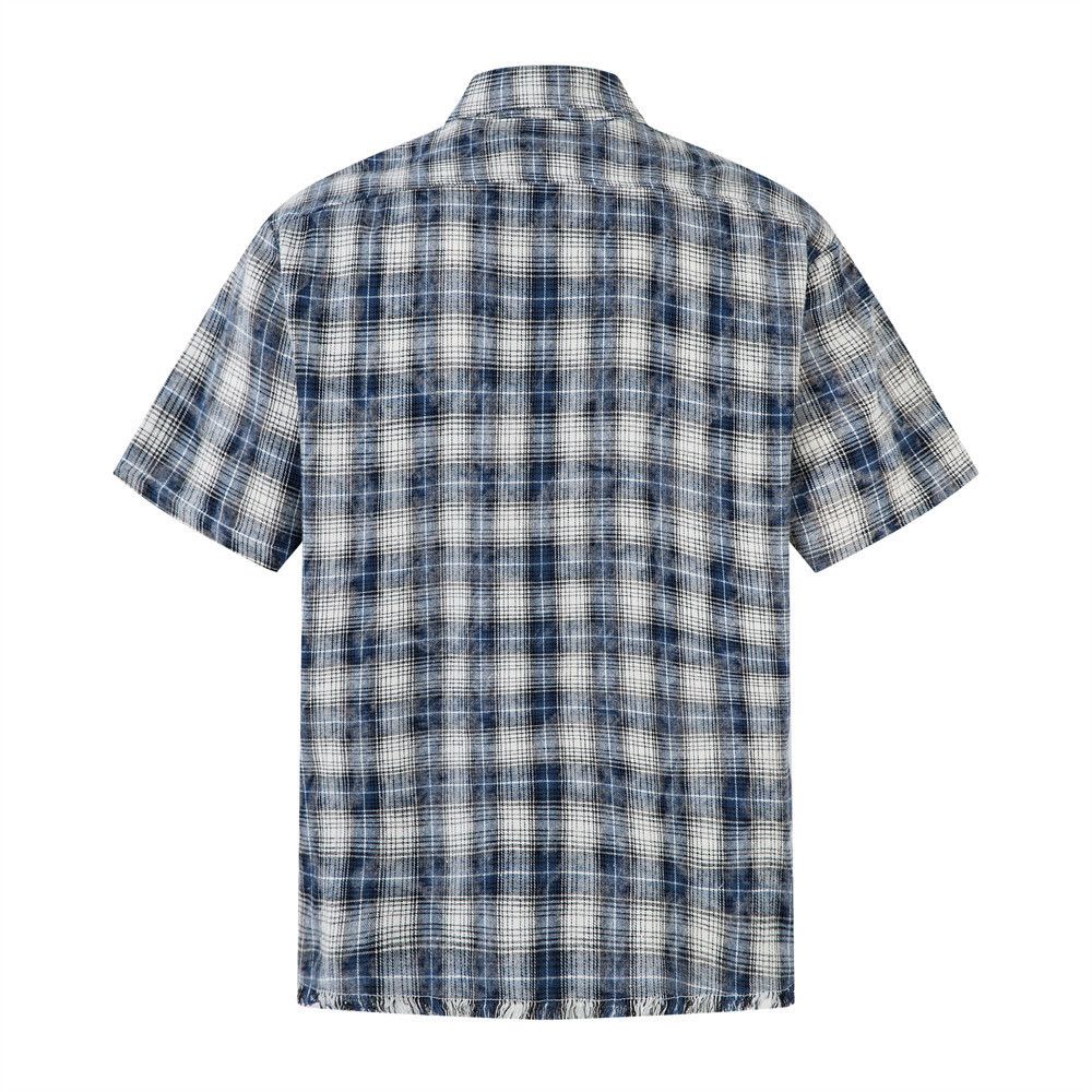 Japanese Brand × Vintage Men's distressed raw edge retro casual plaid shirt Size US L / EU 52-54 / 3 - 2 Thumbnail