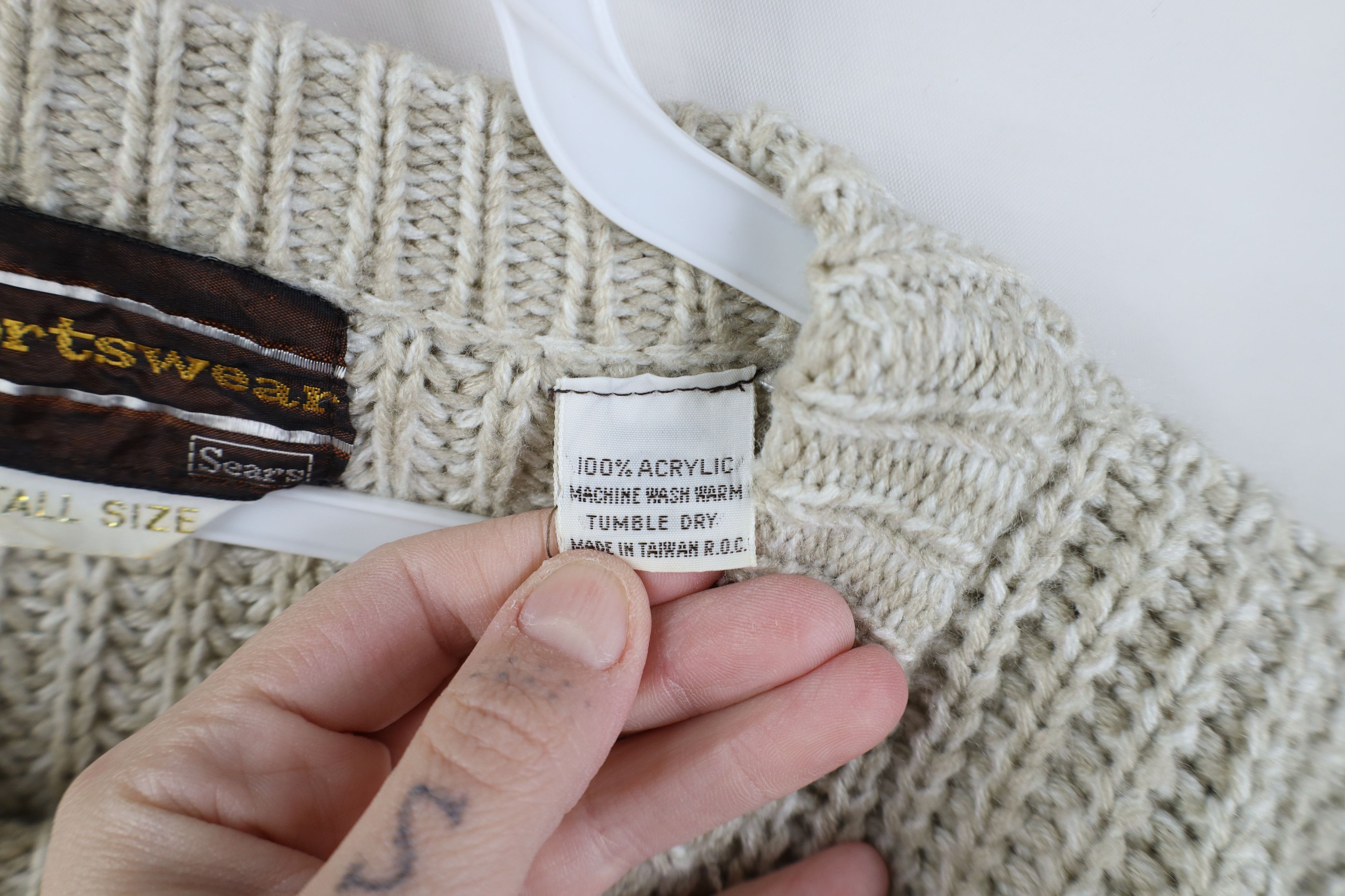 Vintage Vintage 70s Streetwear Chunky Ribbed Knit Sweater Beige Size US XL / EU 56 / 4 - 8 Thumbnail
