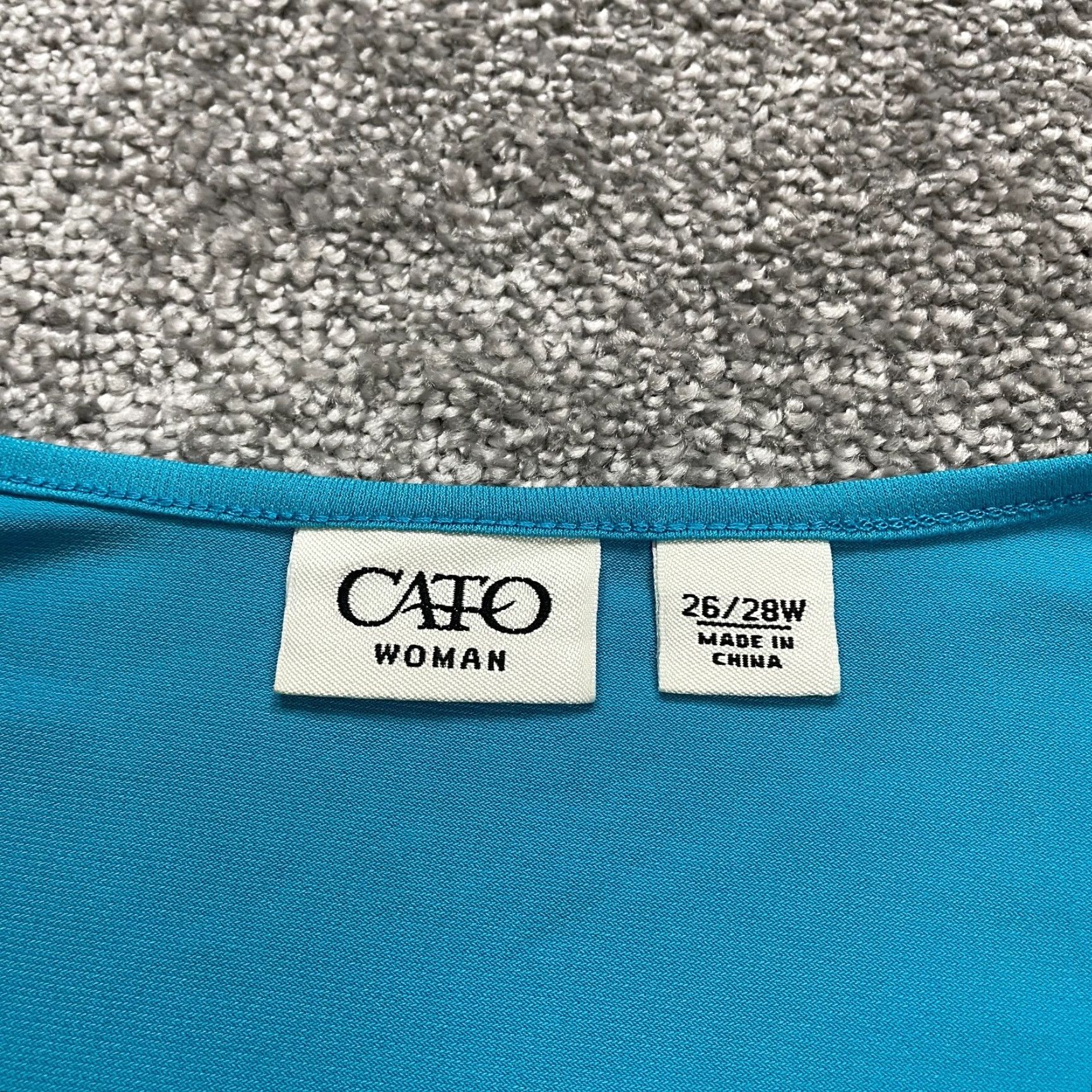 Vintage Cato Blouse TUNIC Women Raglan Short Sleeve Round Neck Blue Rhinestones Plus Size 26/28 Vintage No Size 4XL / US 24-26 - 4 Thumbnail