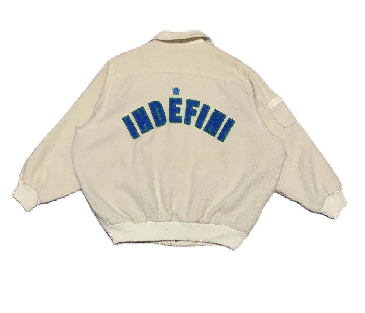 image of 80's Indefini Mohair Varsity Jacket in Cream, Men's (Size 2XL)
