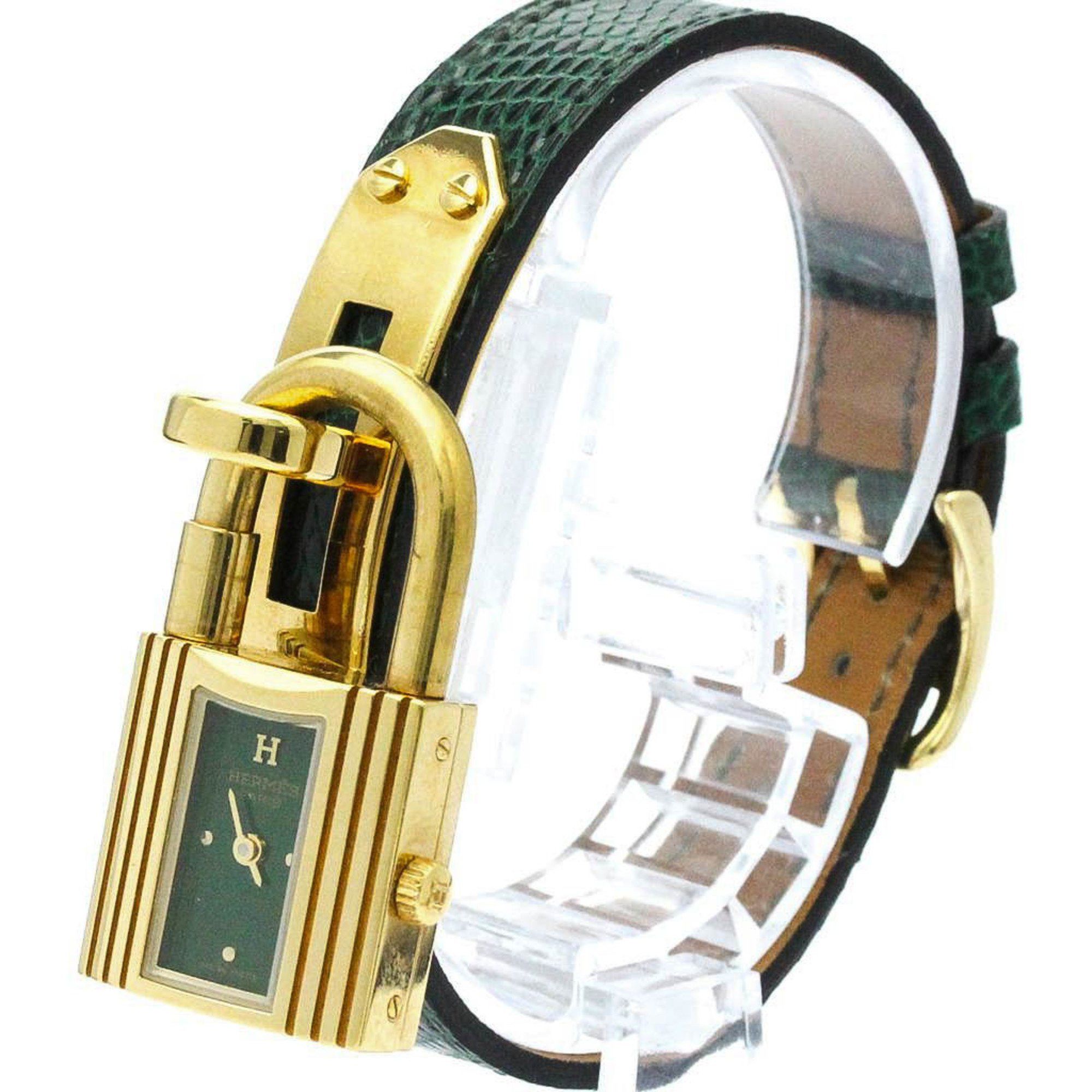 image of Hermes Kelly Quartz Gold Plated Women's Watch in Green