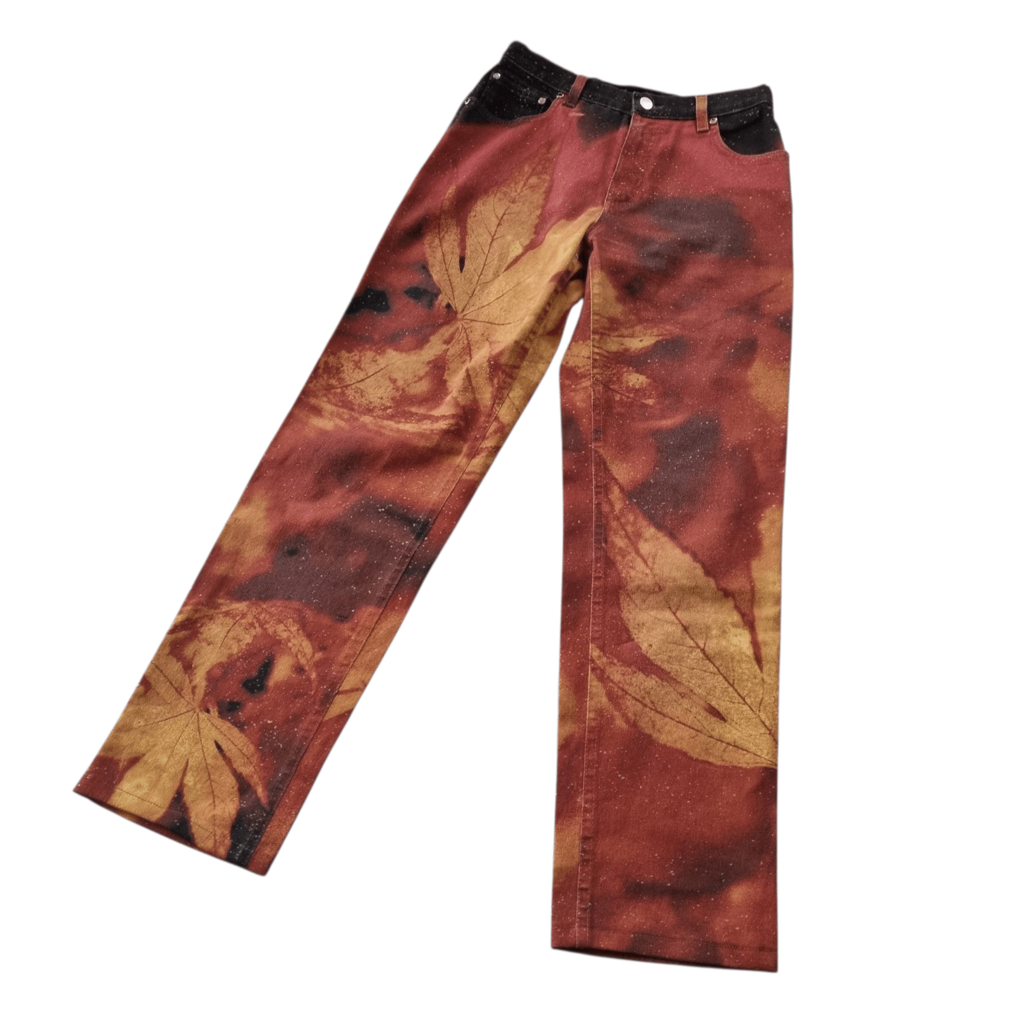 Roberto Cavalli Roberto Cavalli red leaf print jeans F/W 1999 Size 27" / US 4 / IT 40 - 5 Thumbnail