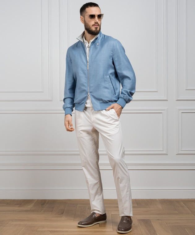 Stefano Ricci RRP~$5790 Stefano Ricci Wool Silk Linen Bomber Jacket Zip Size US L / EU 52-54 / 3 - 4 Thumbnail