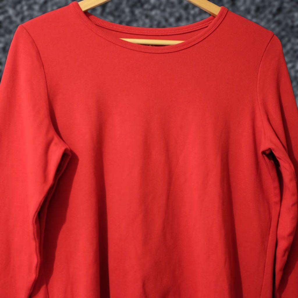 Vintage EUC St Johns Bay 100% Cotton Tee Shirt Long Sleeve Red Women's L Shirt Regular Size L Women Crew Neck Knit Cotton T-Shirt Vintage: No Size L / US 10 / IT 46 - 1 Thumbnail