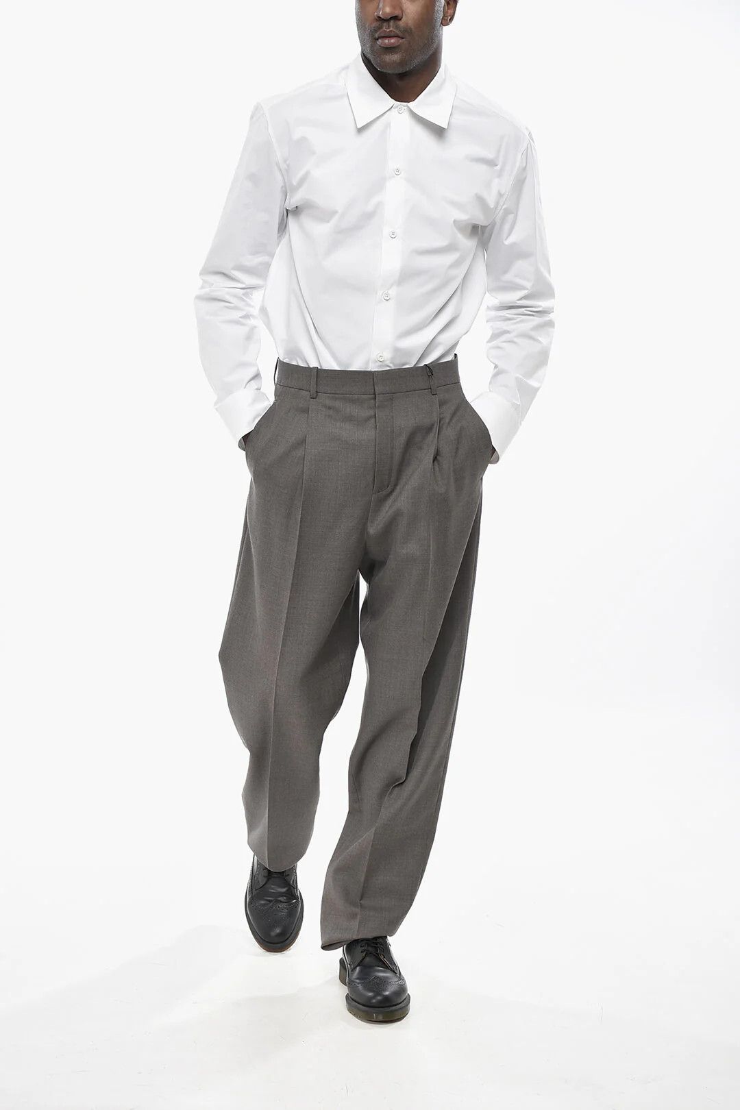 Saint Laurent Paris og1mm0426 Single-Pleat Wool Pant in Grey Size US 34 / EU 50 - 4 Thumbnail