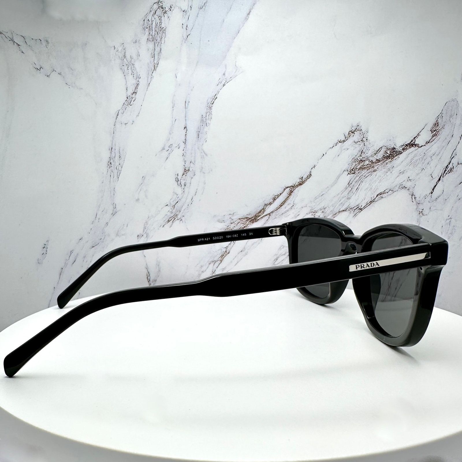 Prada New PRADA Sunglasses Black Acetate Square Silver Metal Size ONE SIZE - 9 Thumbnail