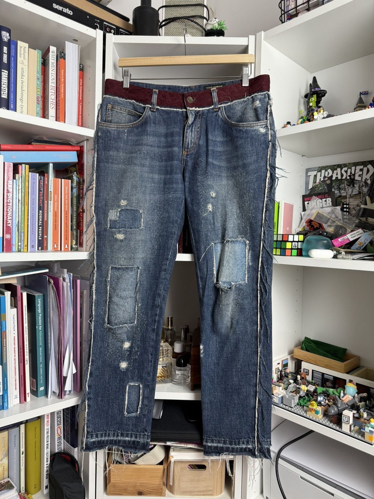 Designer × Dolce & Gabbana Dolce & Gabbana ribbed patchwork denim pants 30 designer rare Size US 30 / EU 46 - 1 Thumbnail