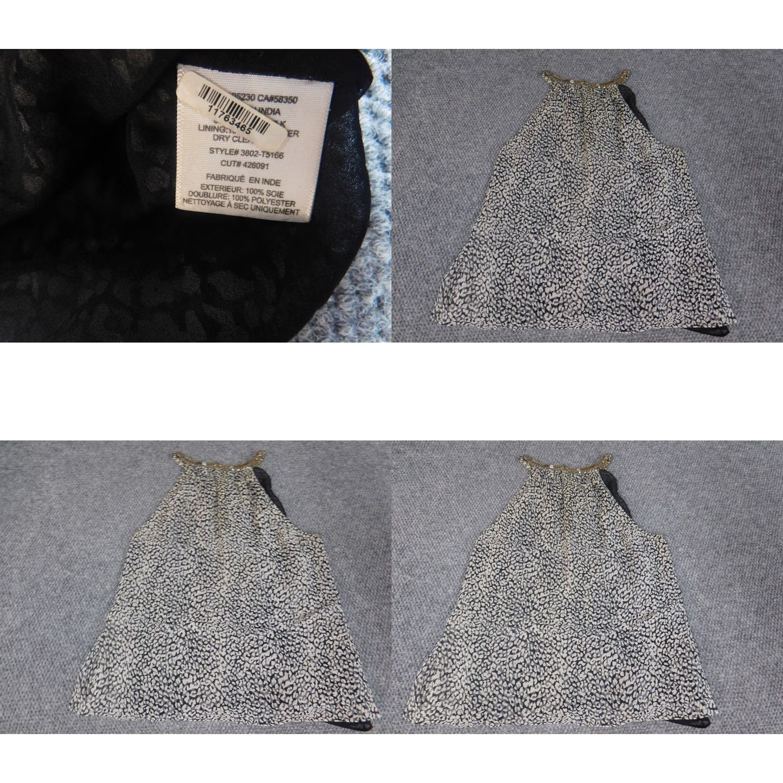 Joie Joie Blouse Sleeveless Gray L Dolman Sleeve Crew Neck Pullover Regular Women's Stretch Geometric Casual Dog Pattern Size L / US 10 / IT 46 - 8 Thumbnail