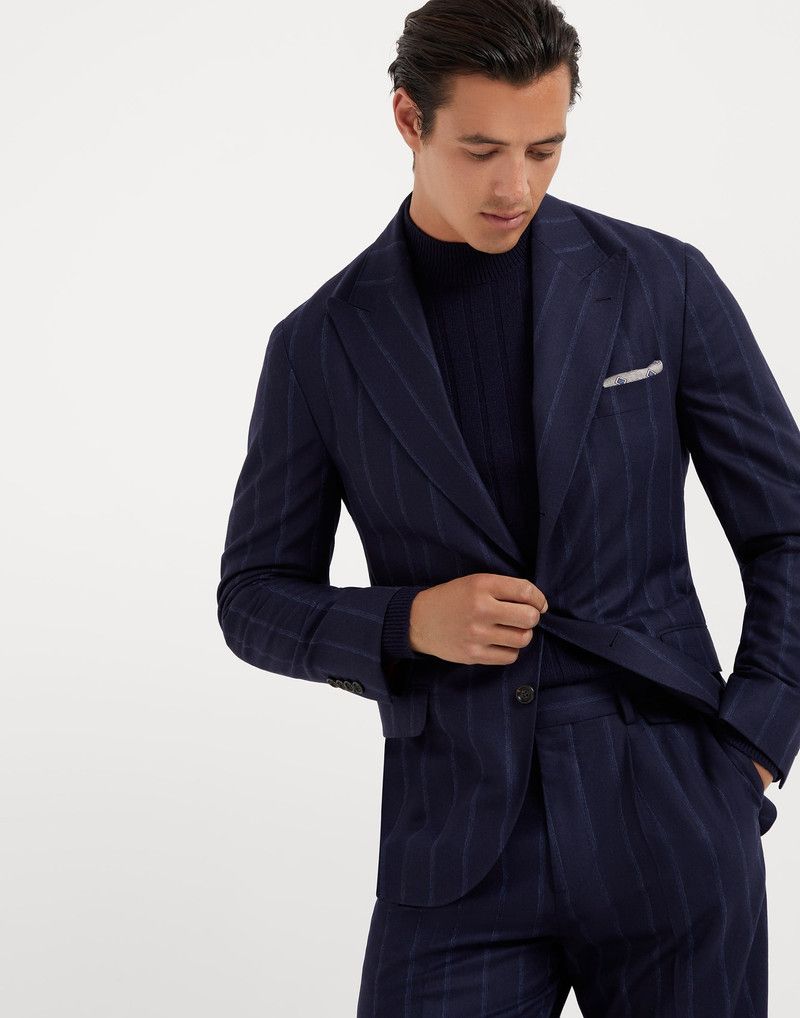 Brunello Cucinelli o1w1db10226 Suit Type Jacket in Dark Blue Size US L / EU 52-54 / 3 - 1 Thumbnail