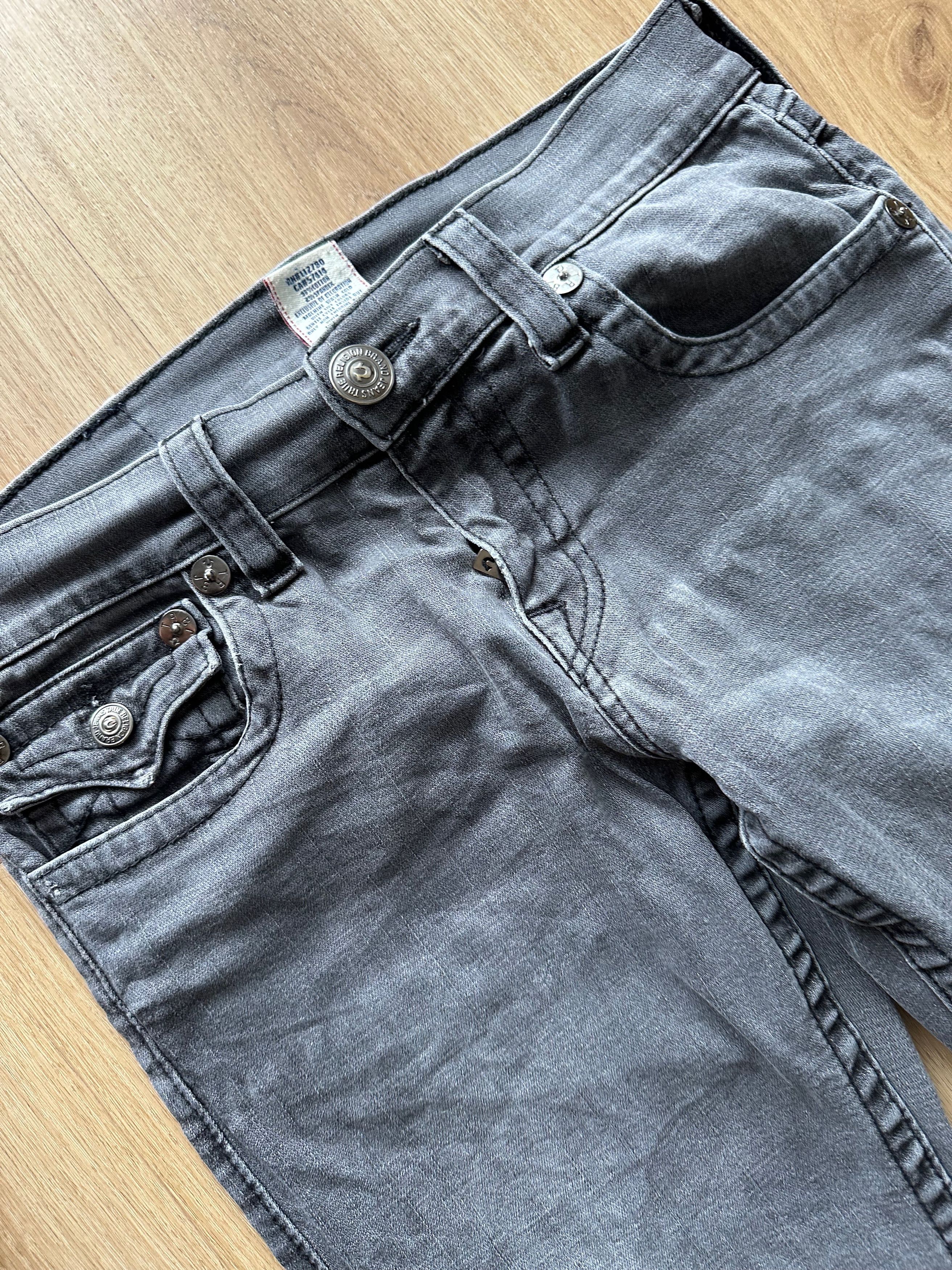 True Religion True Religion Gray Stretch Straight denim pants metal dots Size US 31 - 4 Thumbnail