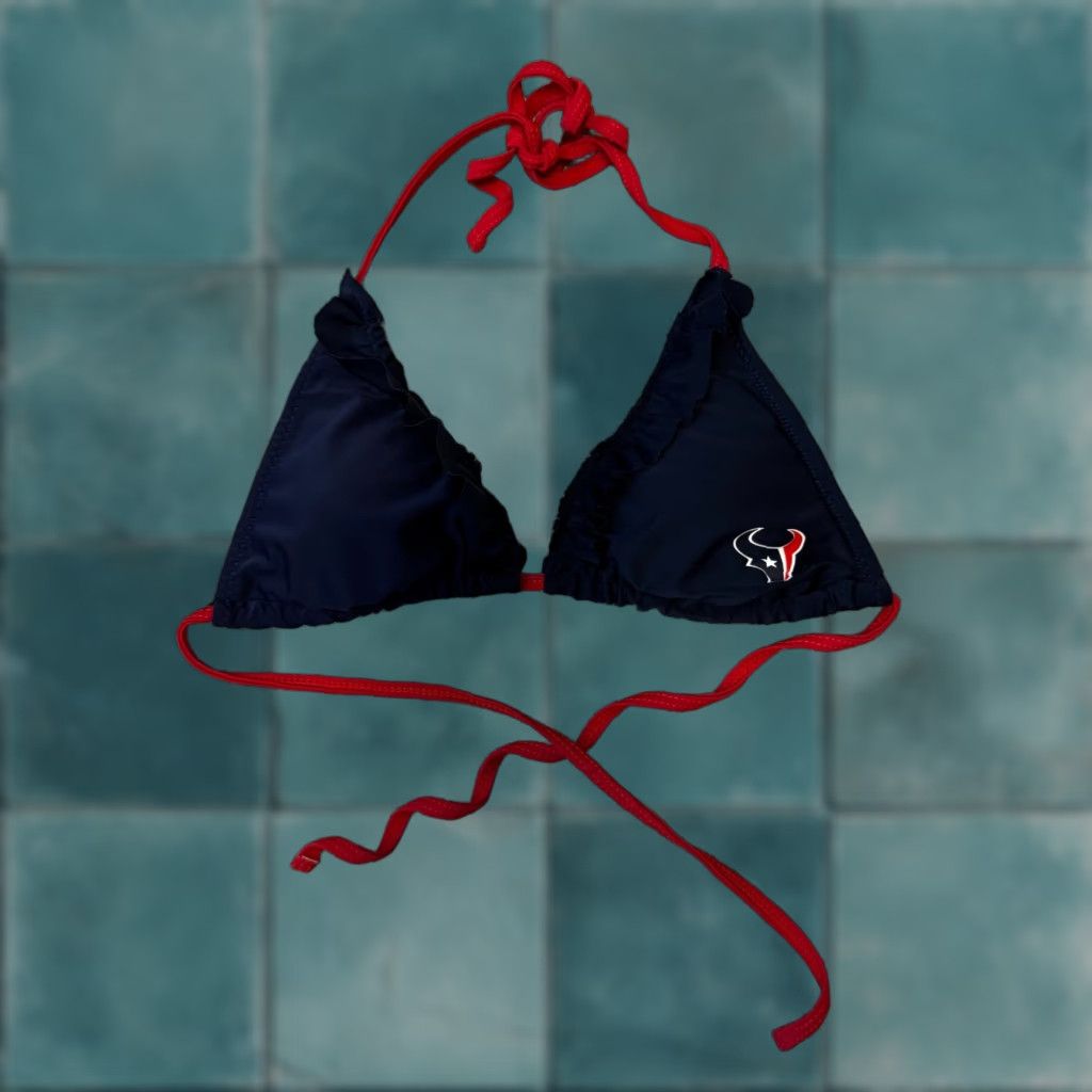 NFL Houston Texans Bikini Top S Swimsuit Bathing Suit NFL Official Apparel Women Blue Logo Sports Size S / US 4 / IT 40 - 1 Thumbnail