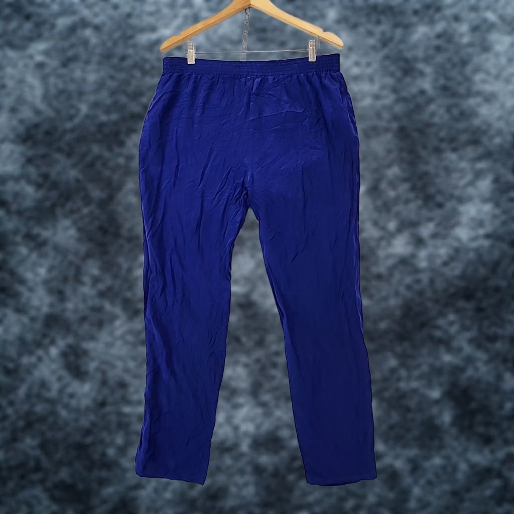 Vintage VINTAGE Argenti Blue Silk Lounge Pants Womens Size 10 Wide-Leg Elastic Drawstring Relaxed Fit Sleep Yoga Pajama Casual Lightweight Holiday Comfort Size 32" / US 10 / IT 46 - 1 Thumbnail
