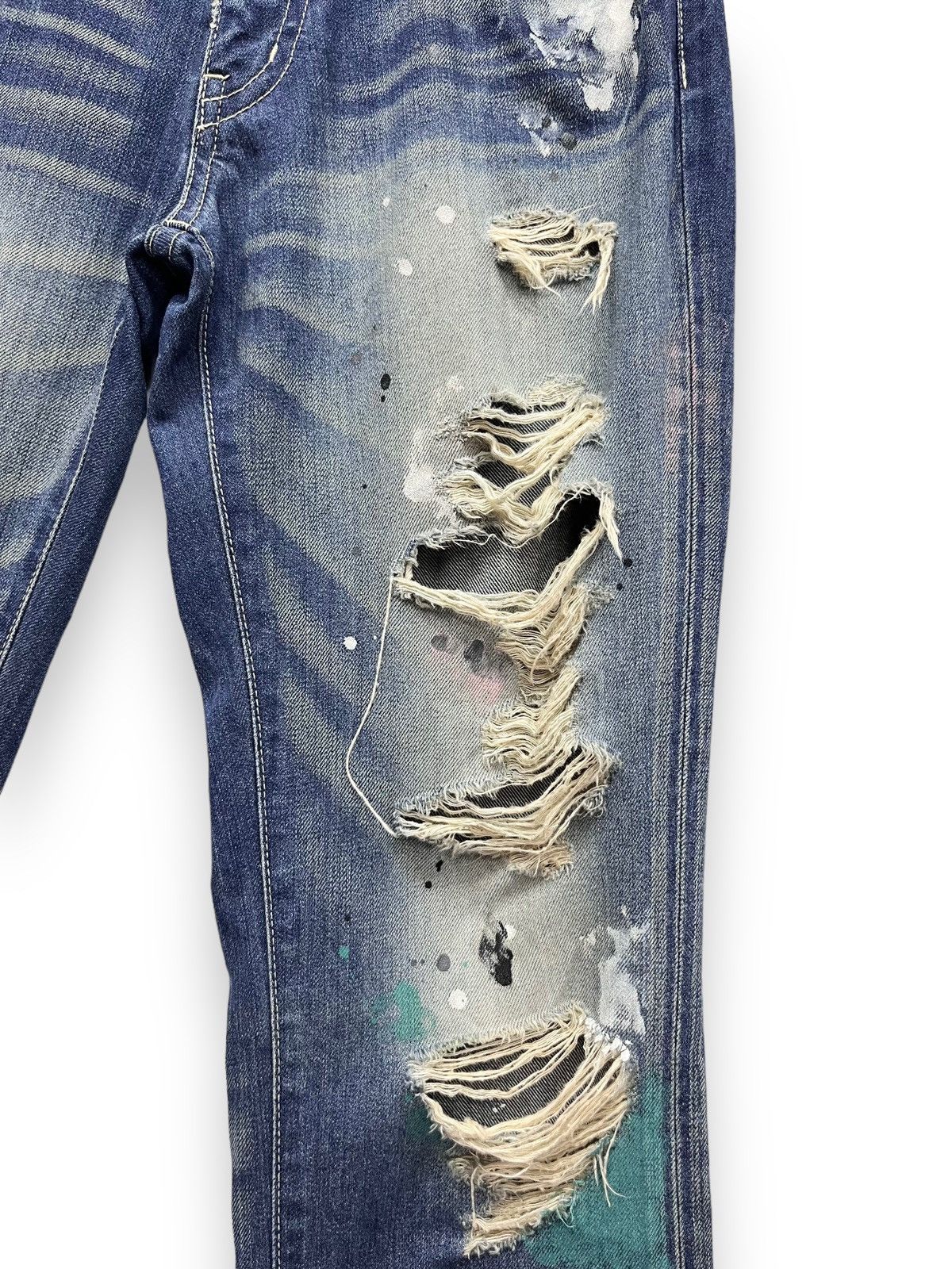 Vanquish 🔥VANQUISH FLARE“SEX IS HEAVEN” MudMax Ripped Splatter Denim Size US 31 - 9 Thumbnail