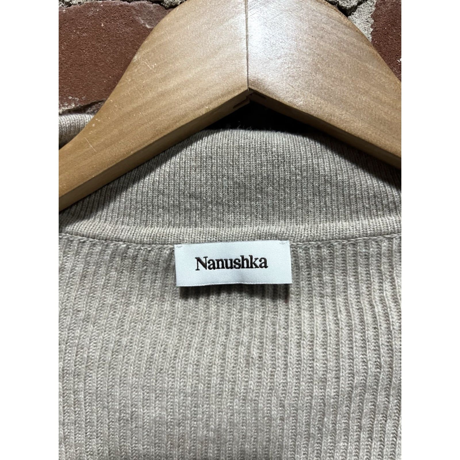 Nanushka Nanushka Womens Brown Dane Deep V Neck Collared Ribbed Sweater Bodysuit Size XS Size XS / US 0-2 / IT 36-38 - 3 Thumbnail