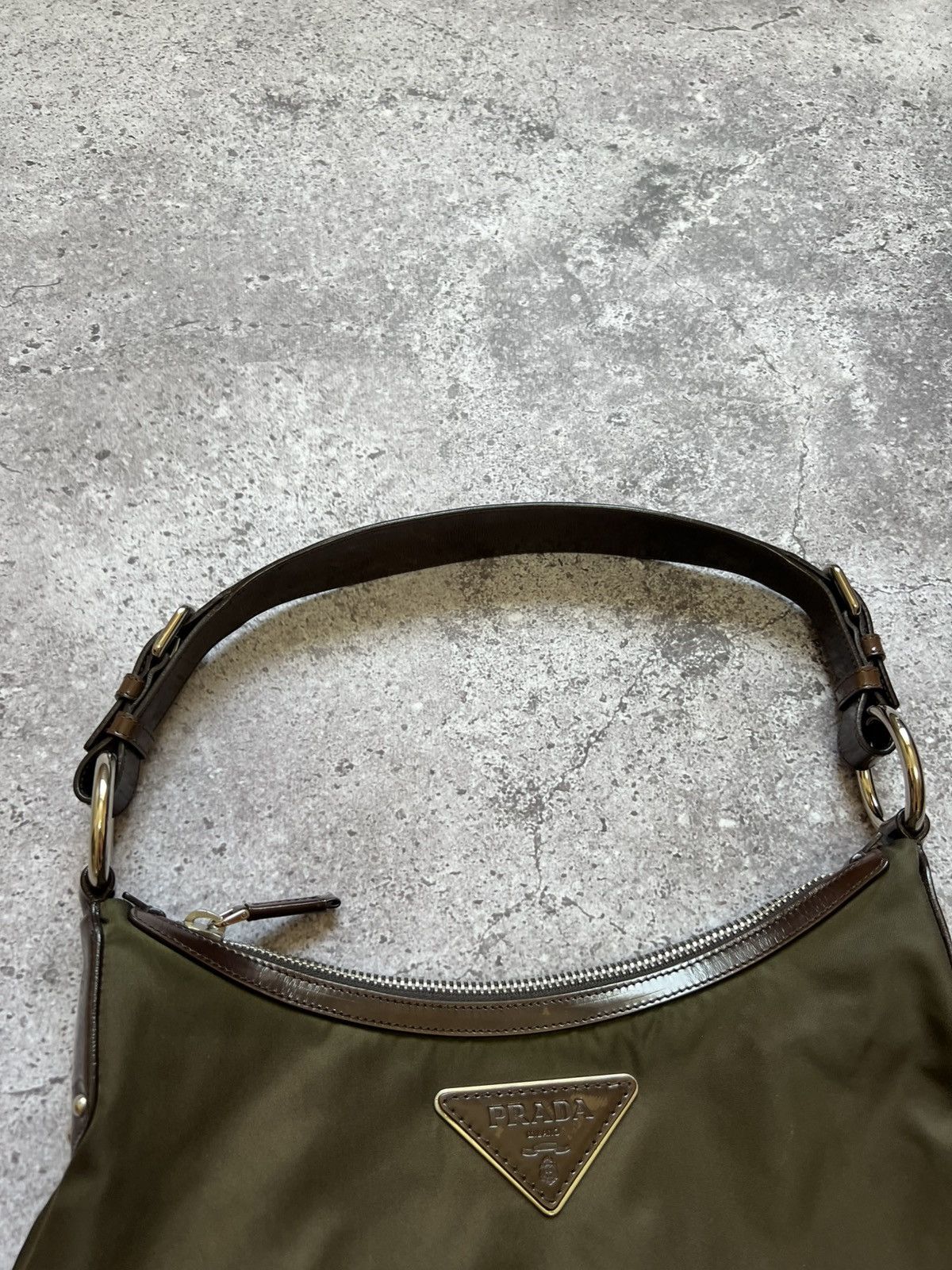 Prada Nylon Mini Shoulder Bag Khaki Green