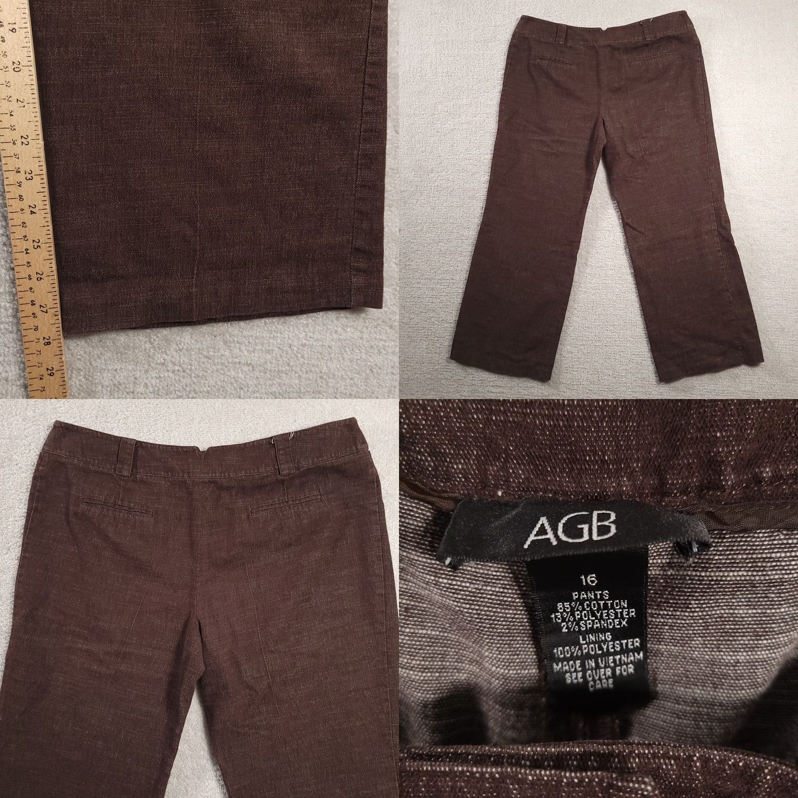 Vintage AGB Dress Pants Women's 16 Brown Wide Leg Stretch Size 38" / US 16 / IT 52 - 8 Thumbnail