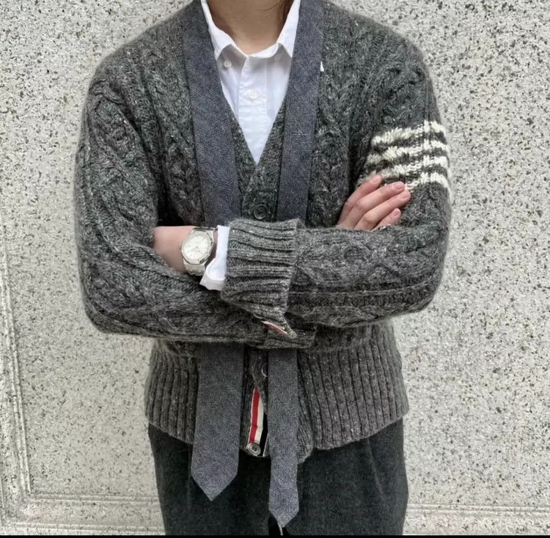 Thom Browne Thom Browne Gray wool sweater with coarse wool Size US L / EU 52-54 / 3 - 5 Thumbnail