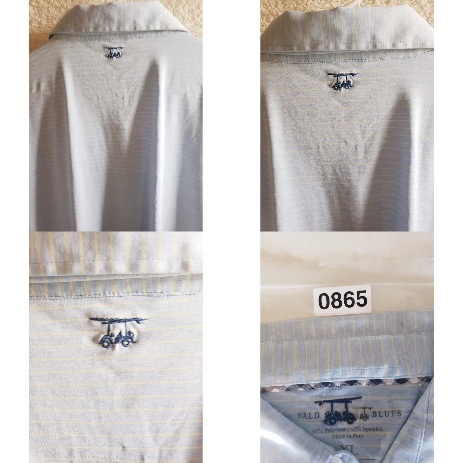 Vintage Bald Head Island Club Polo Shirt Mens XL Blue Yellow Striped Knit Polyester Spandex Logo Golf Shirt Size US XL / EU 56 / 4 - 8 Thumbnail