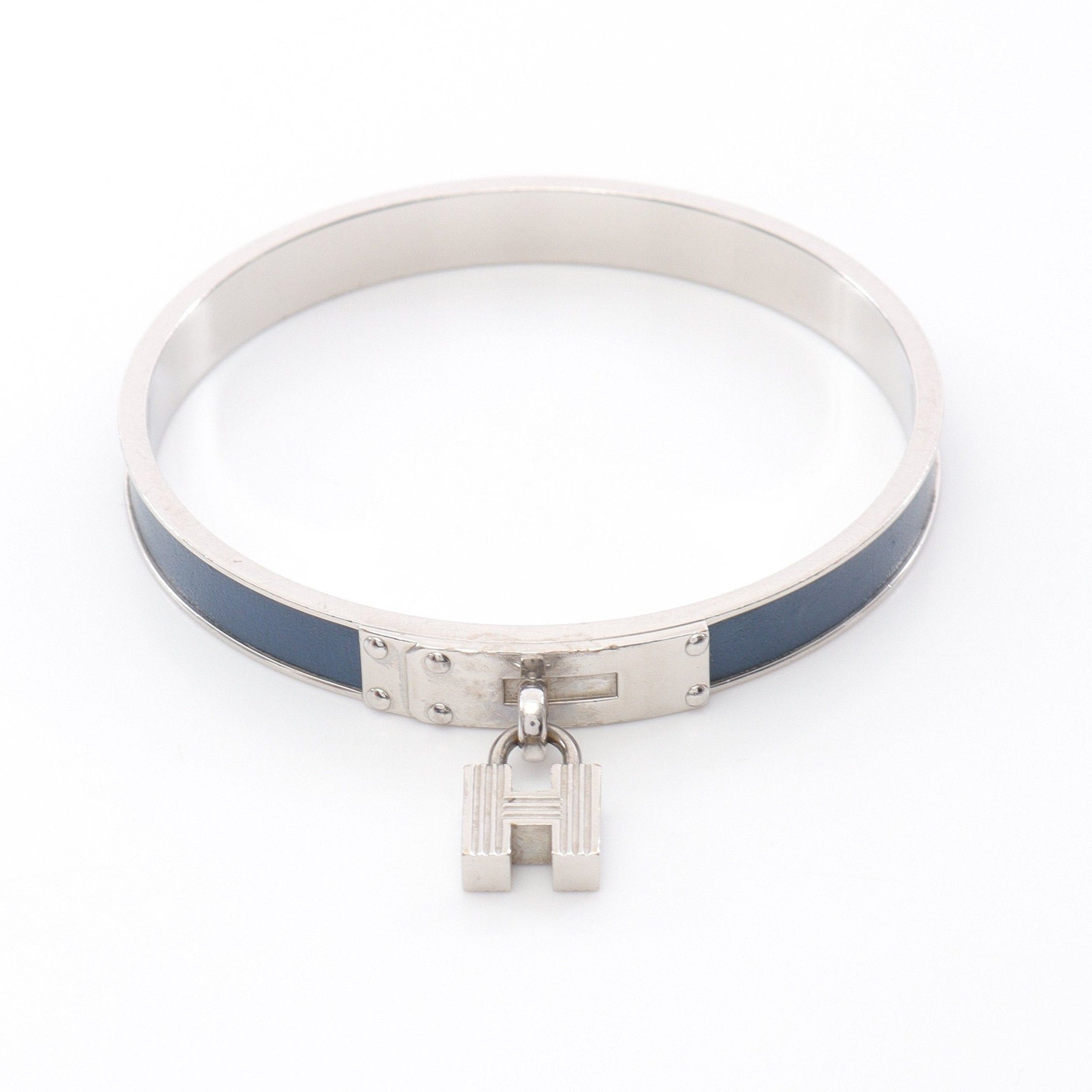 Hermes Hermes Kelly Bangle Leather Silver Indigo Blue Size ONE SIZE - 1 Thumbnail