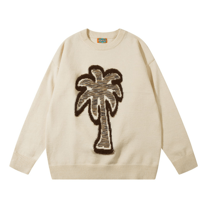 Coloured Cable Knit Sweater Palm Tree Graphic Knit Sweater | Grailed
