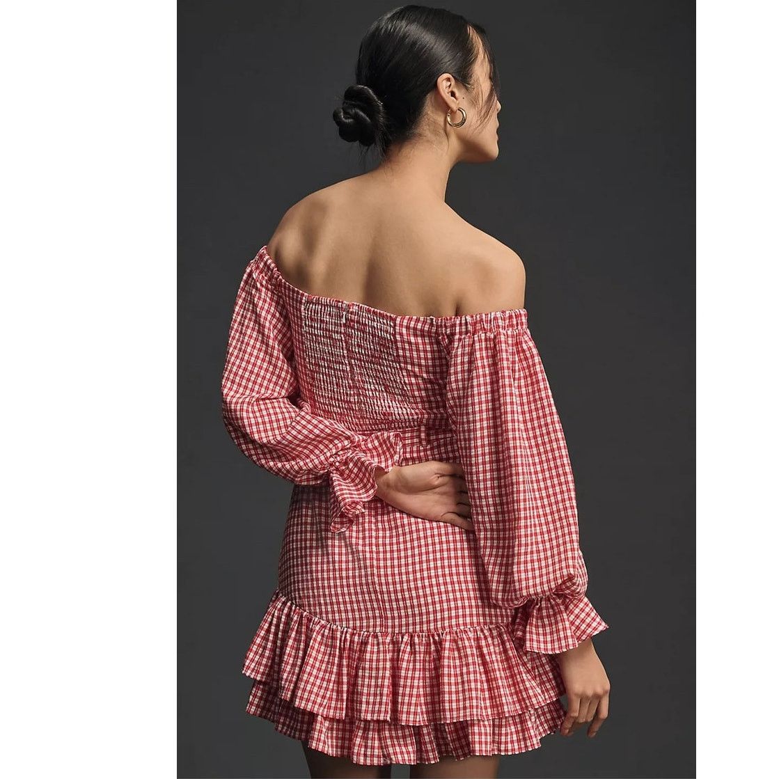 Anthropologie NWT Maeve Off-The-Shoulder Ruffled Mini Dress $178 8P Petite Size M / US 6-8 / IT 42-44 - 4 Thumbnail