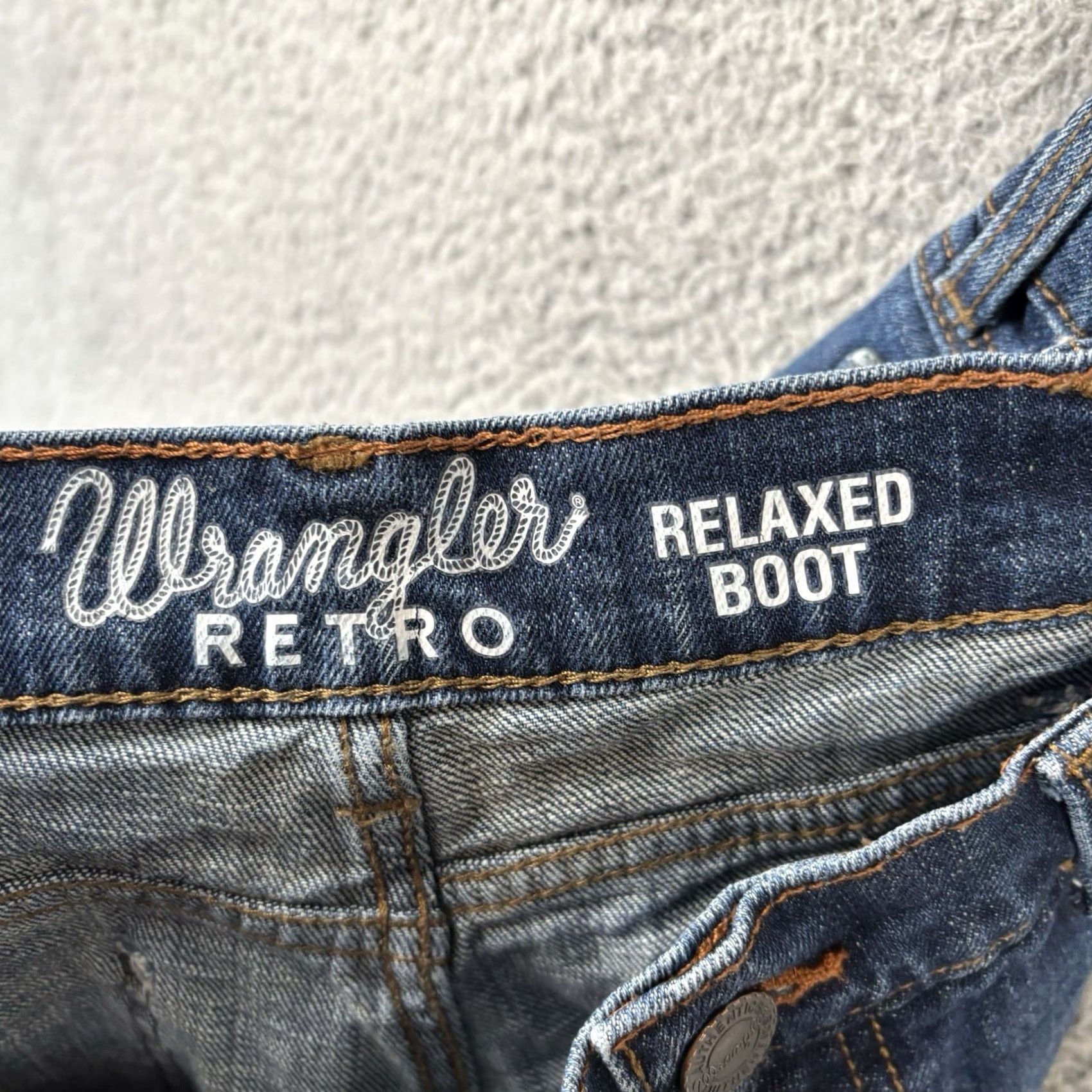 Wrangler Wrangler Retro Relaxed Boot Jeans 32x29 32x30 Dark Wash Blue Denim Western Cowboy Mens Regular 5-Pocket Stretch Vintage: No Size US 32 / EU 48 - 6 Thumbnail