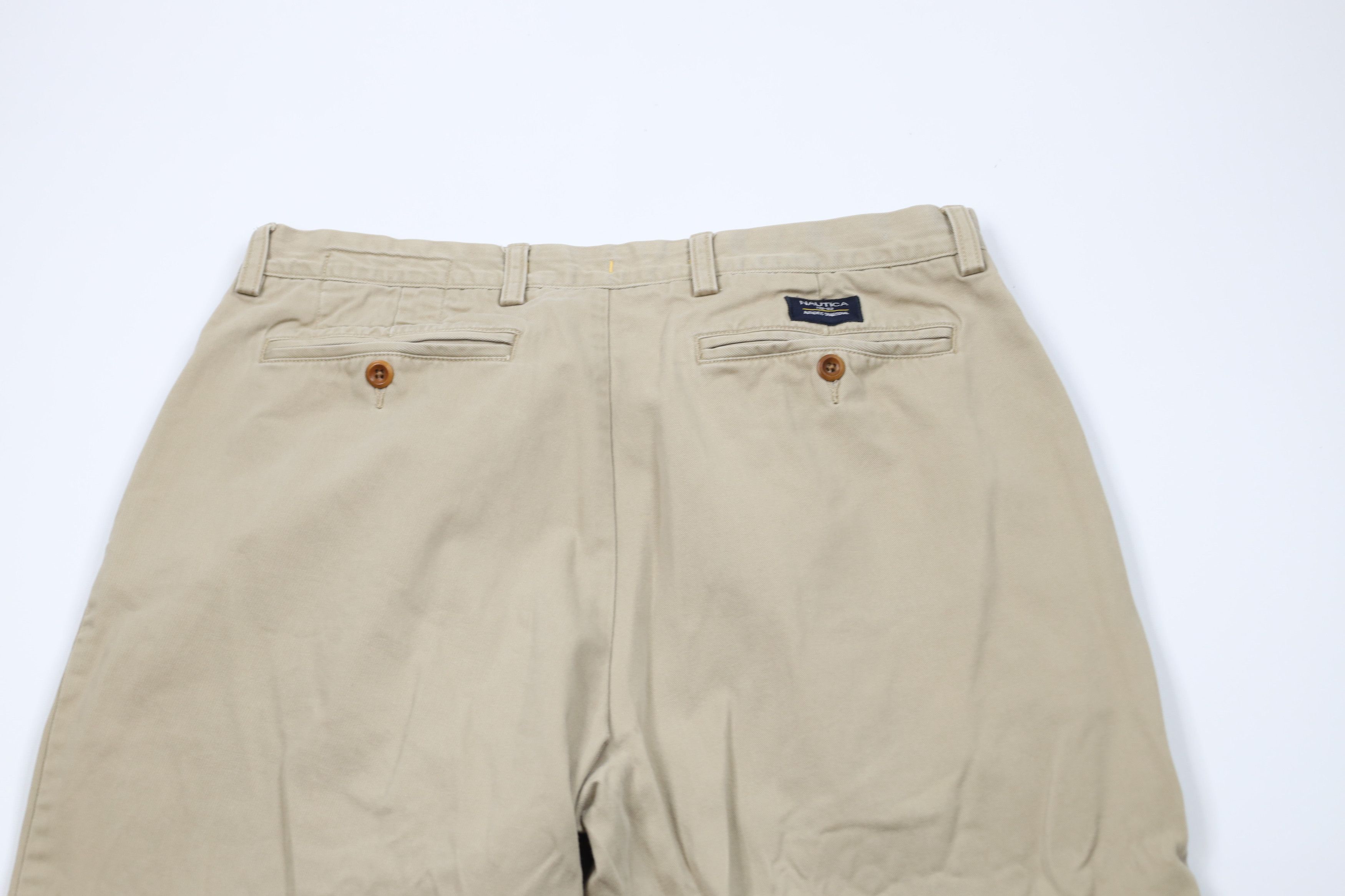 Nautica × Vintage Vintage 90s Y2K Nautica Wide Leg Chino Pants Beige Cotton Size US 36 / EU 52 - 12 Thumbnail