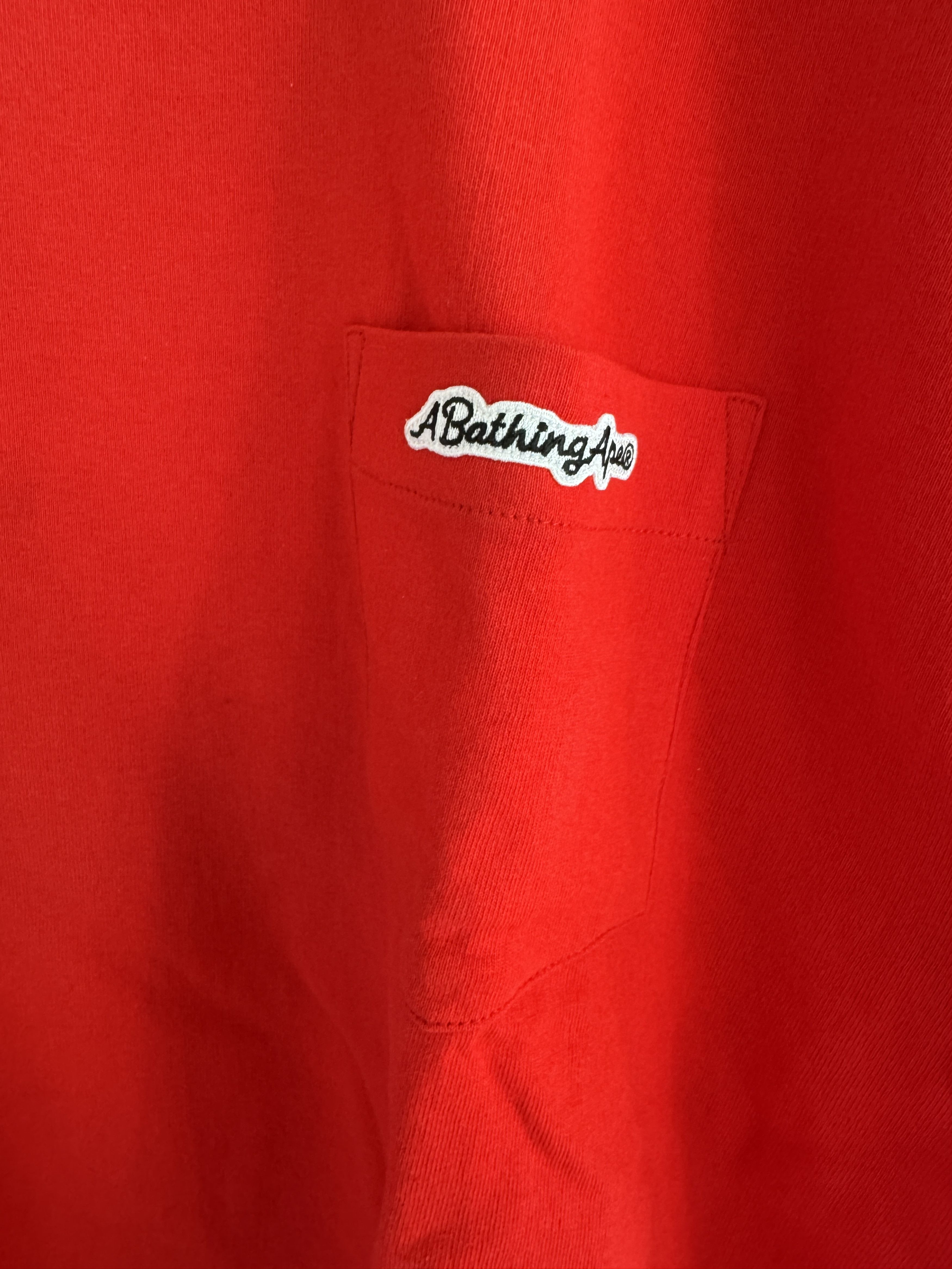 Bape Red Embroidered Pocket Tee Size US XL / EU 56 / 4 - 10 Thumbnail