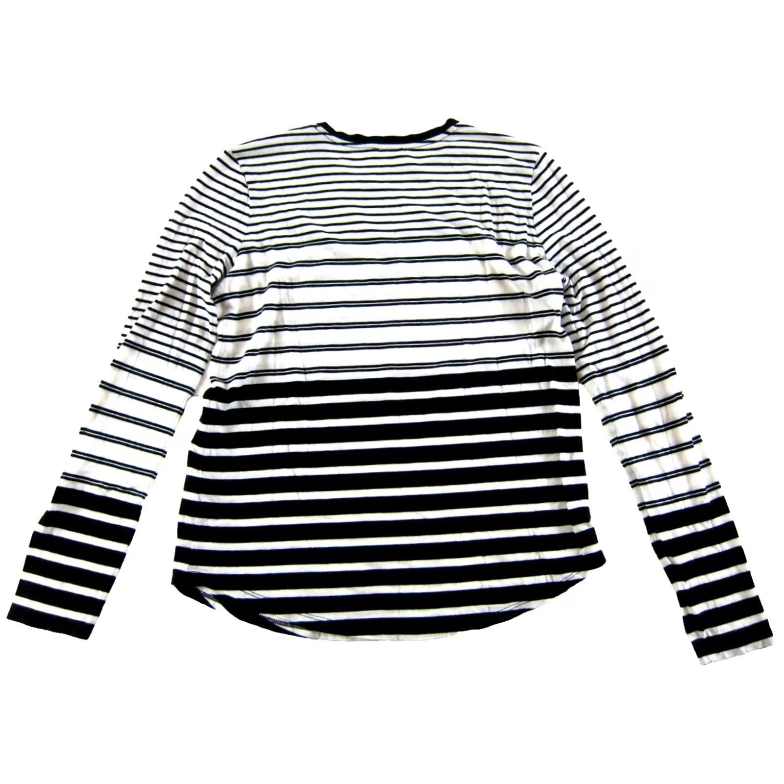 Vince Vince Shirt Women Small Black Striped Long Sleeve T-Shirt Top Blouse 70s Retro Classic Casual, Business Womens Slim? Size S / US 4 / IT 40 - 2 Thumbnail
