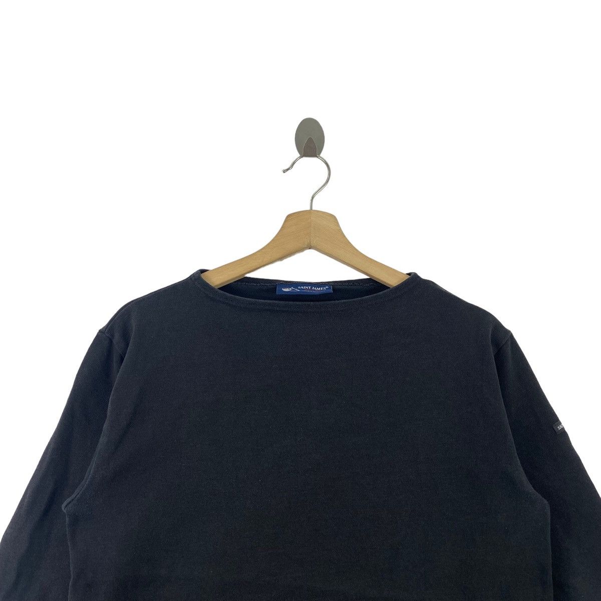 Saint James SAINT JAMES France Brand Plain Black Long Sleeve Shirt Size US S / EU 44-46 / 1 - 2 Thumbnail