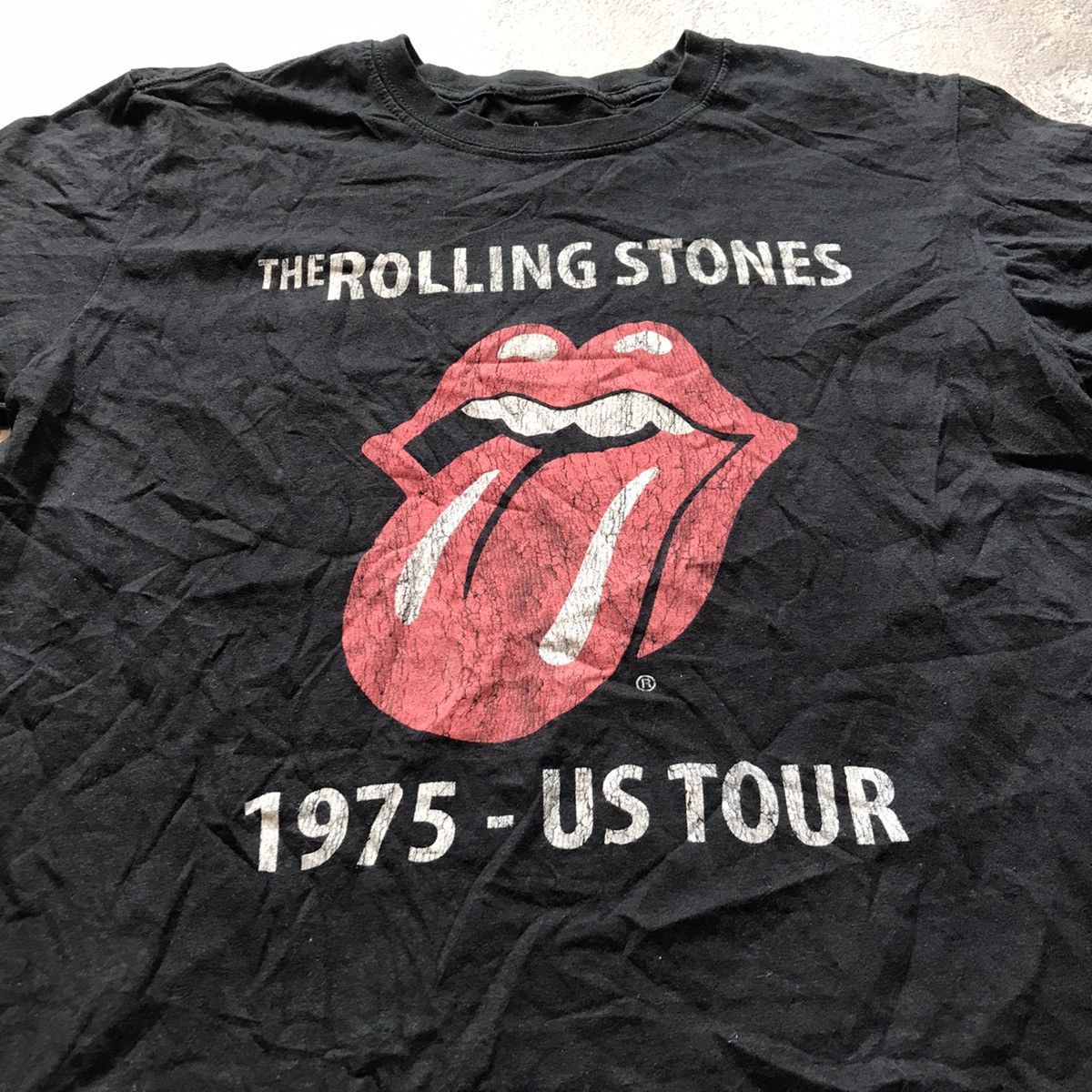 Vintage Vintage Rolling Stones 1975 US Tour Band Tee Grunge Black M Size US M / EU 48-50 / 2 - 3 Thumbnail